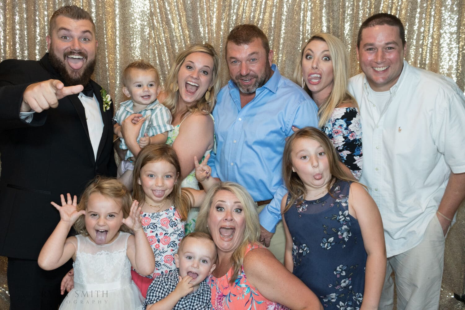 Photo booth pictures with gold background - Pawleys Plantation