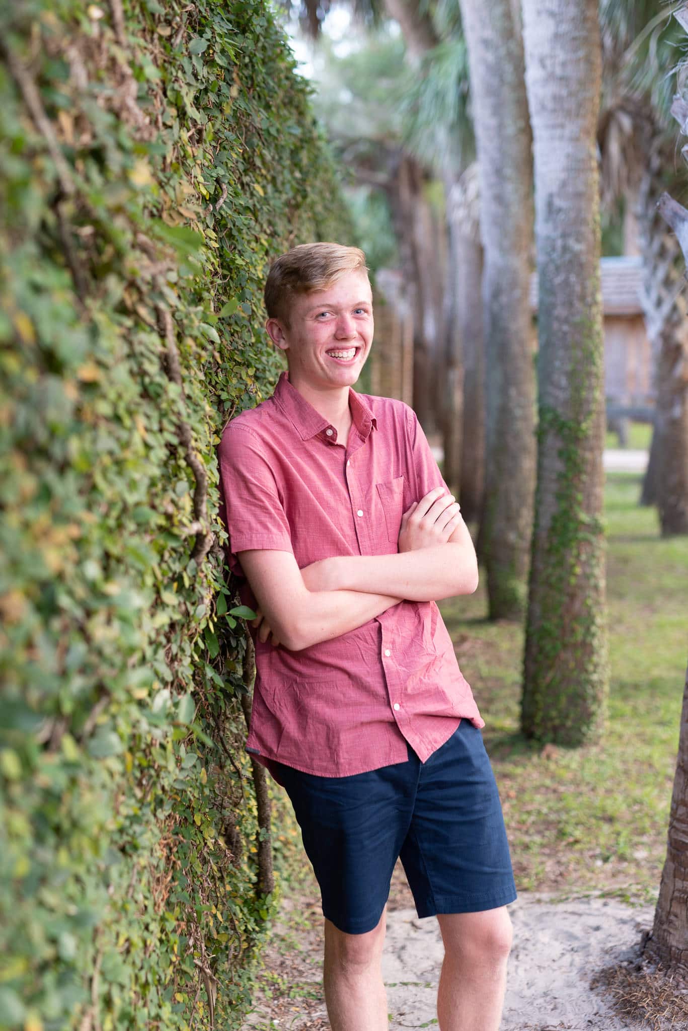 Portraits by the ivy covered wall of the Atalaya Castle - Huntington Beach State Park