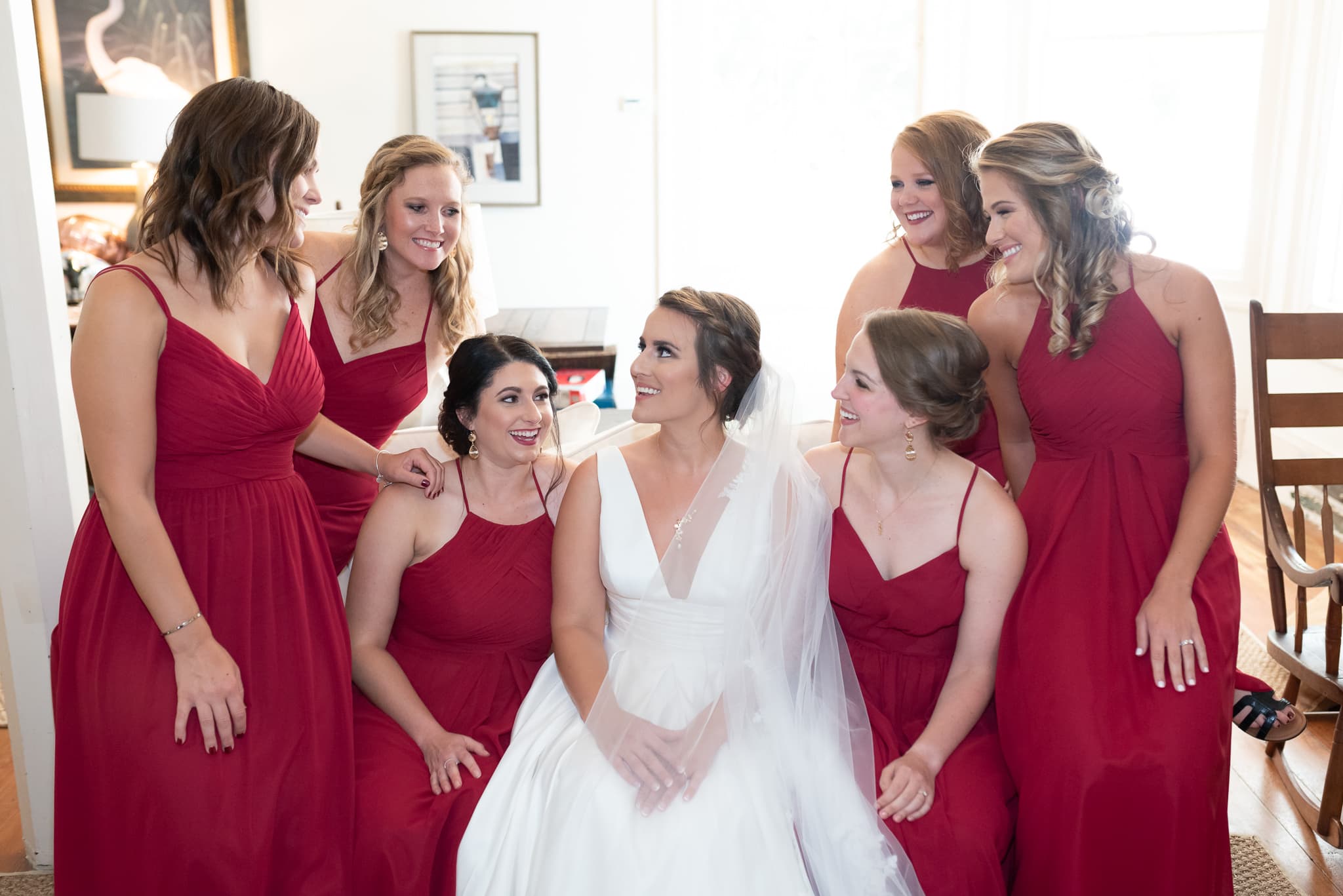 Bridesmaids laughing together before the ceremony  - Pelican Inn - Pawleys Island