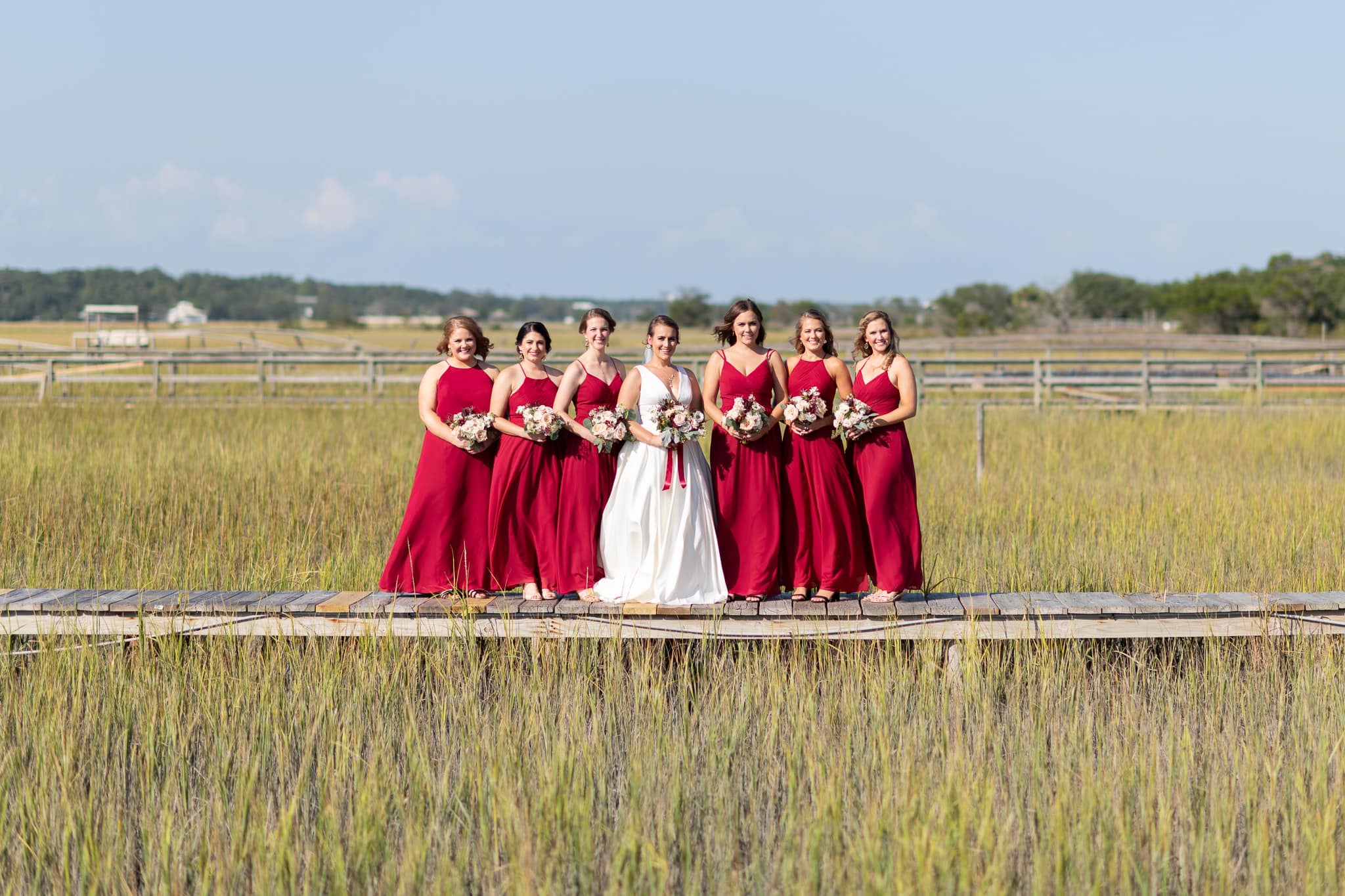 Bridesmaids on the marsh boardwalk - Pelican Inn - Pawleys Island