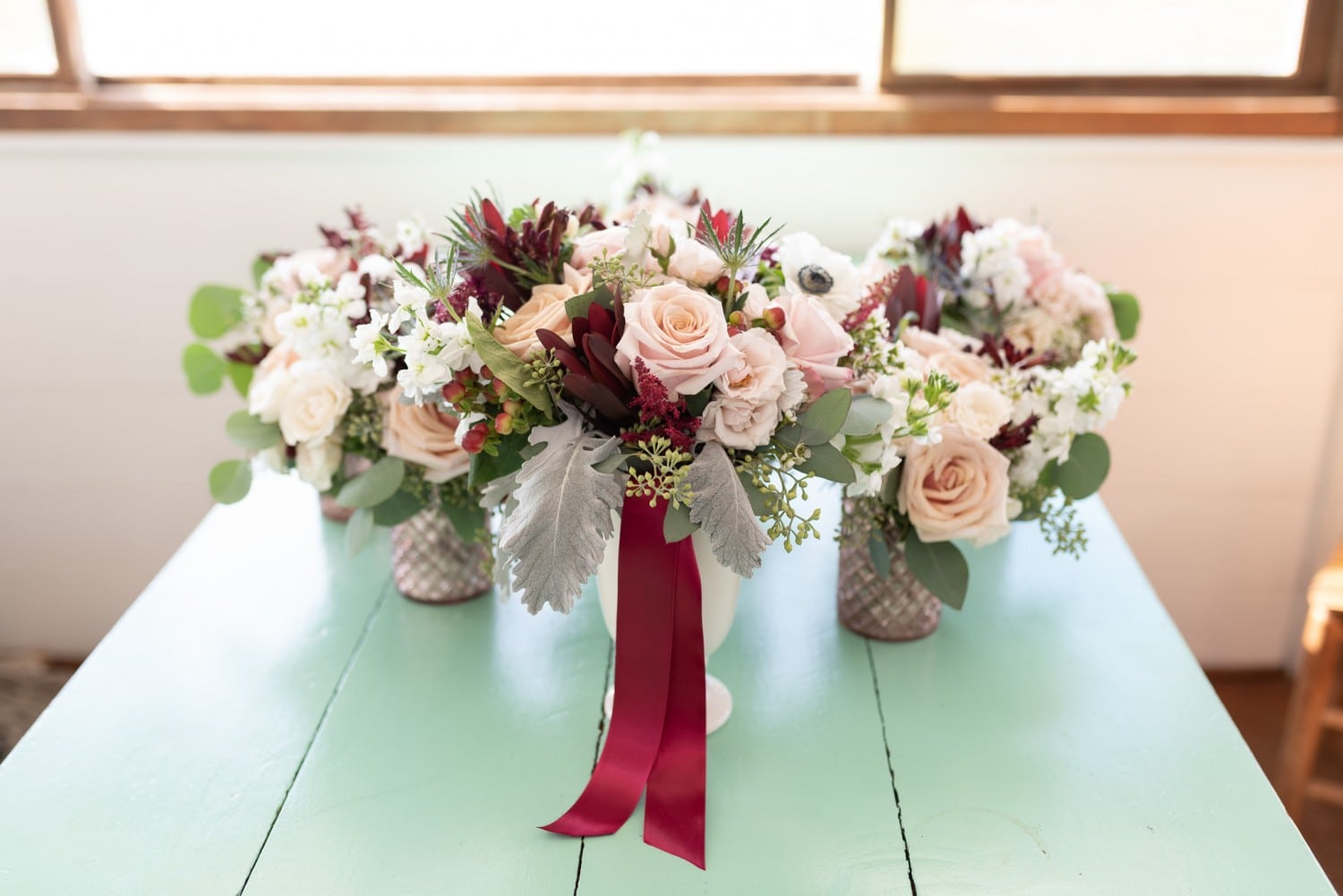 Floral bouquets on table - Pelican Inn - Pawleys Island