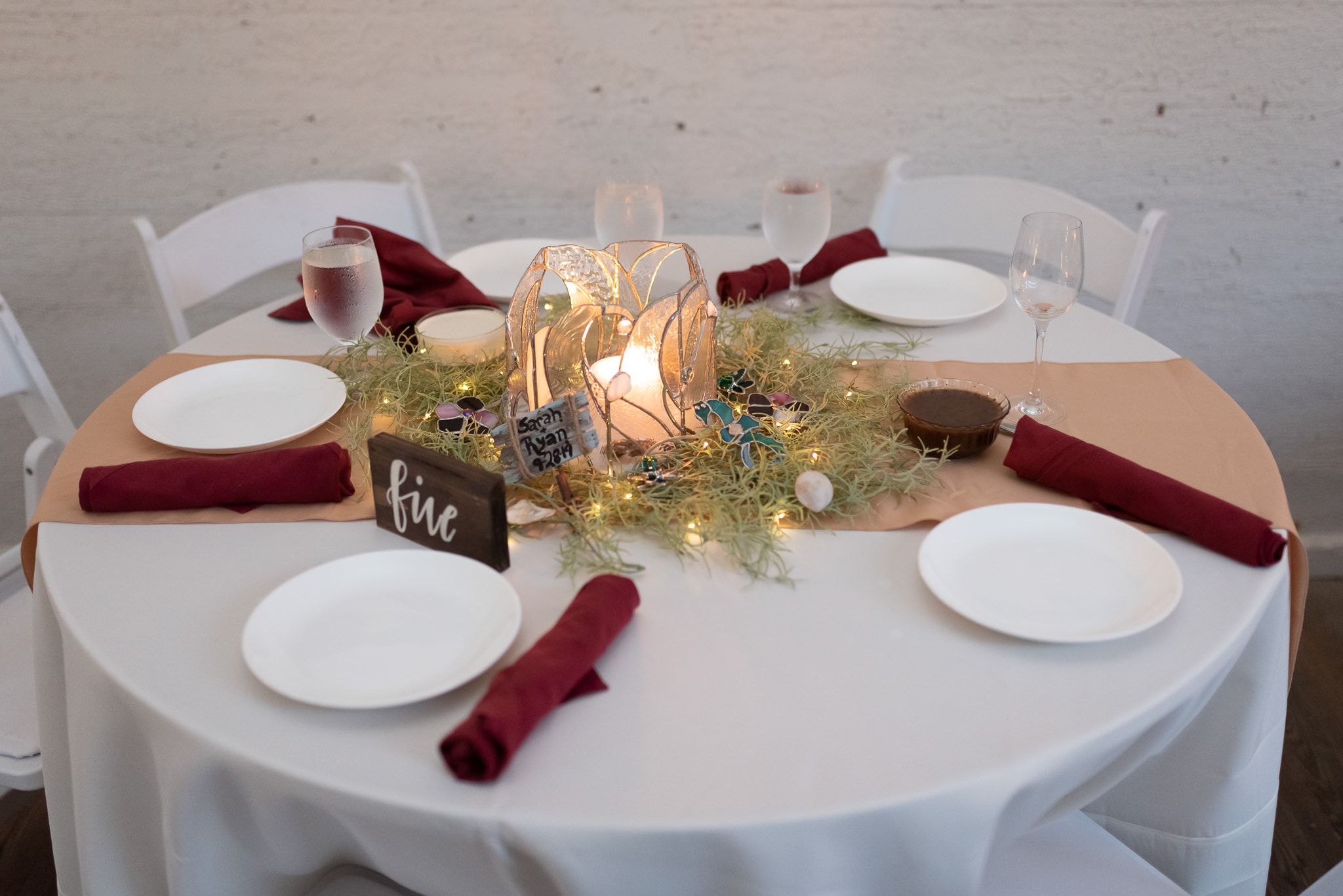 Table details after lit candles - Pelican Inn - Pawleys Island