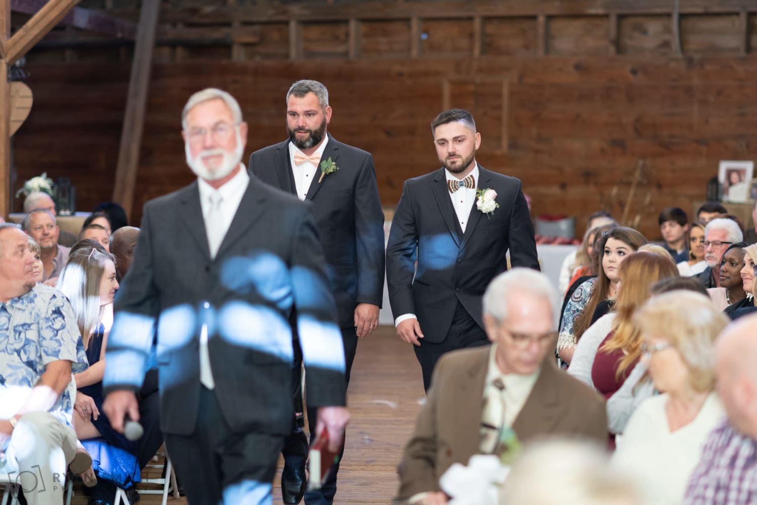 Groom and best man walking down the isle - Peanut Warehouse - Conway