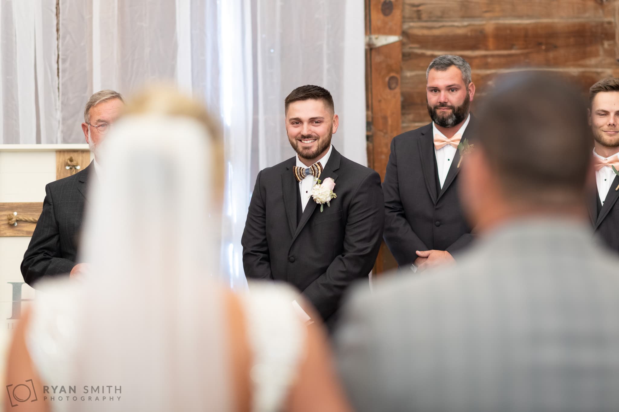 Groom looking at the bride - Peanut Warehouse - Conway