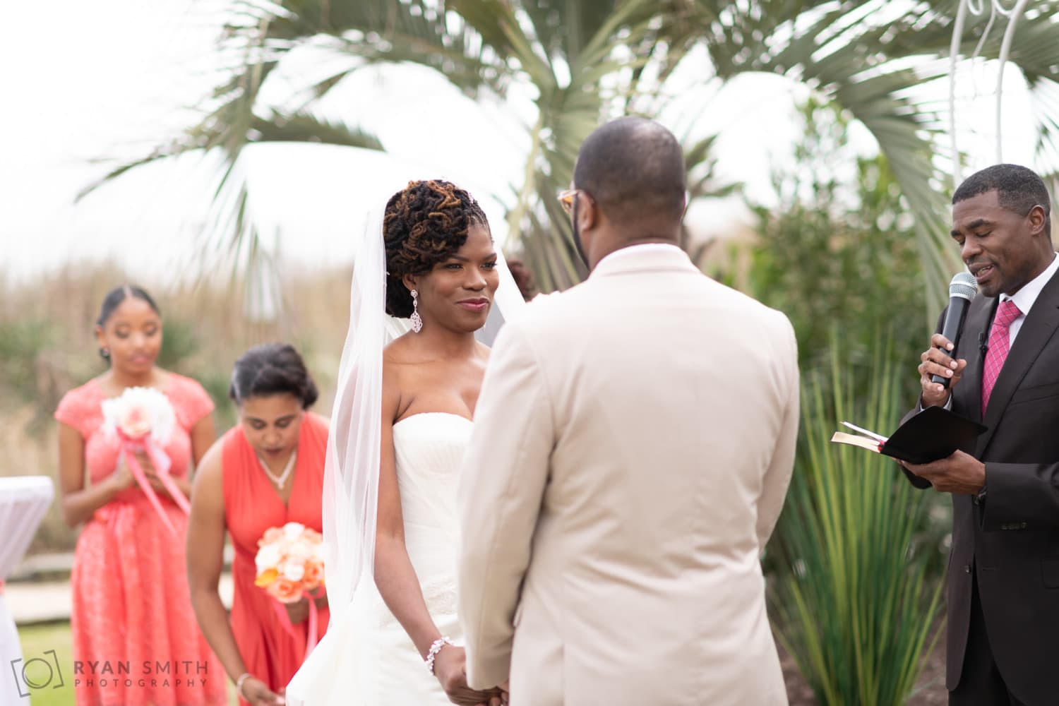 Bride looking at groom during vows - Doubletree Resort - Myrtle Beach