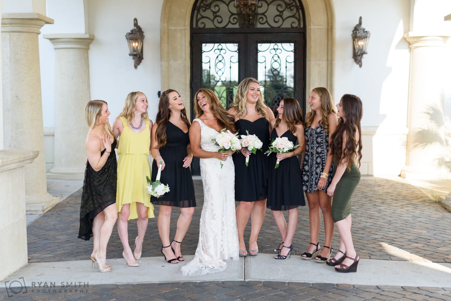 Bride with all the girls before the ceremony - Members Club at Grande Dunes