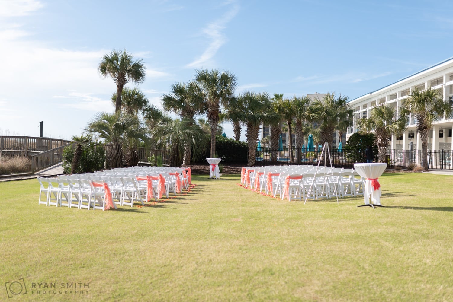 Ceremony decorations on lawn - Doubletree Resort - Myrtle Beach