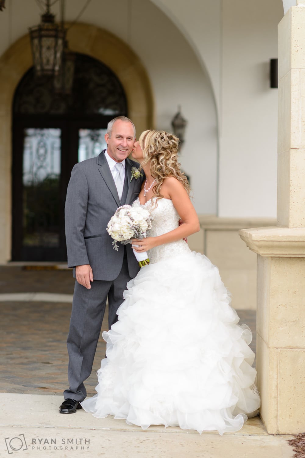 First look with bride's father - Members Club at Grande Dunes