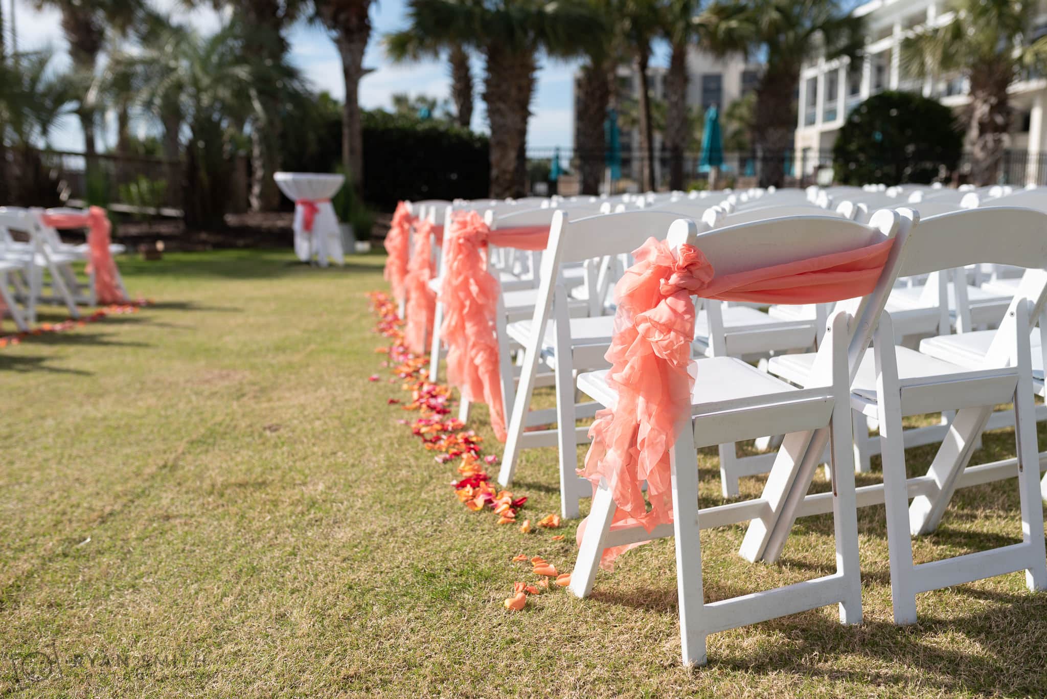 Ribbon decorations on the chairs - Doubletree Resort - Myrtle Beach