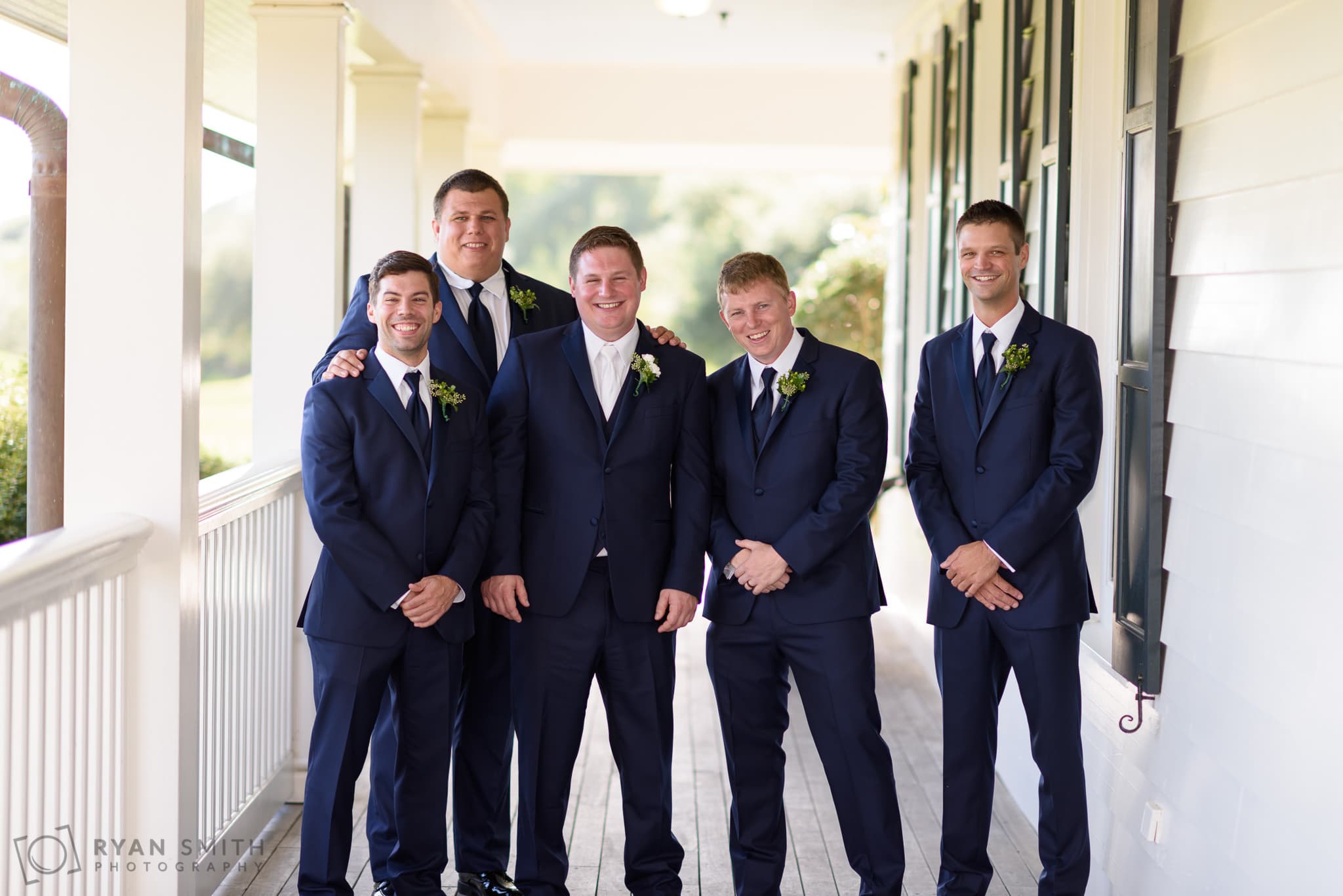 Pictures with the groomsmen before the ceremony - Dye Club at Barefoot Resort