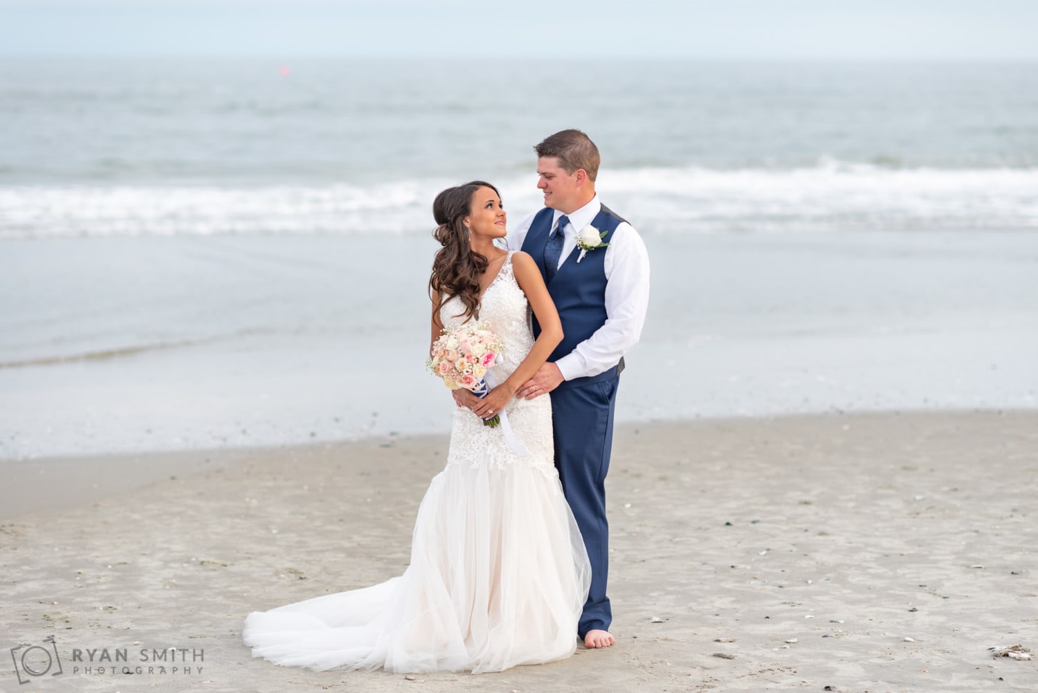 Traditional pose with groom standing behind the bride - Avista Resort - North Myrtle Beach