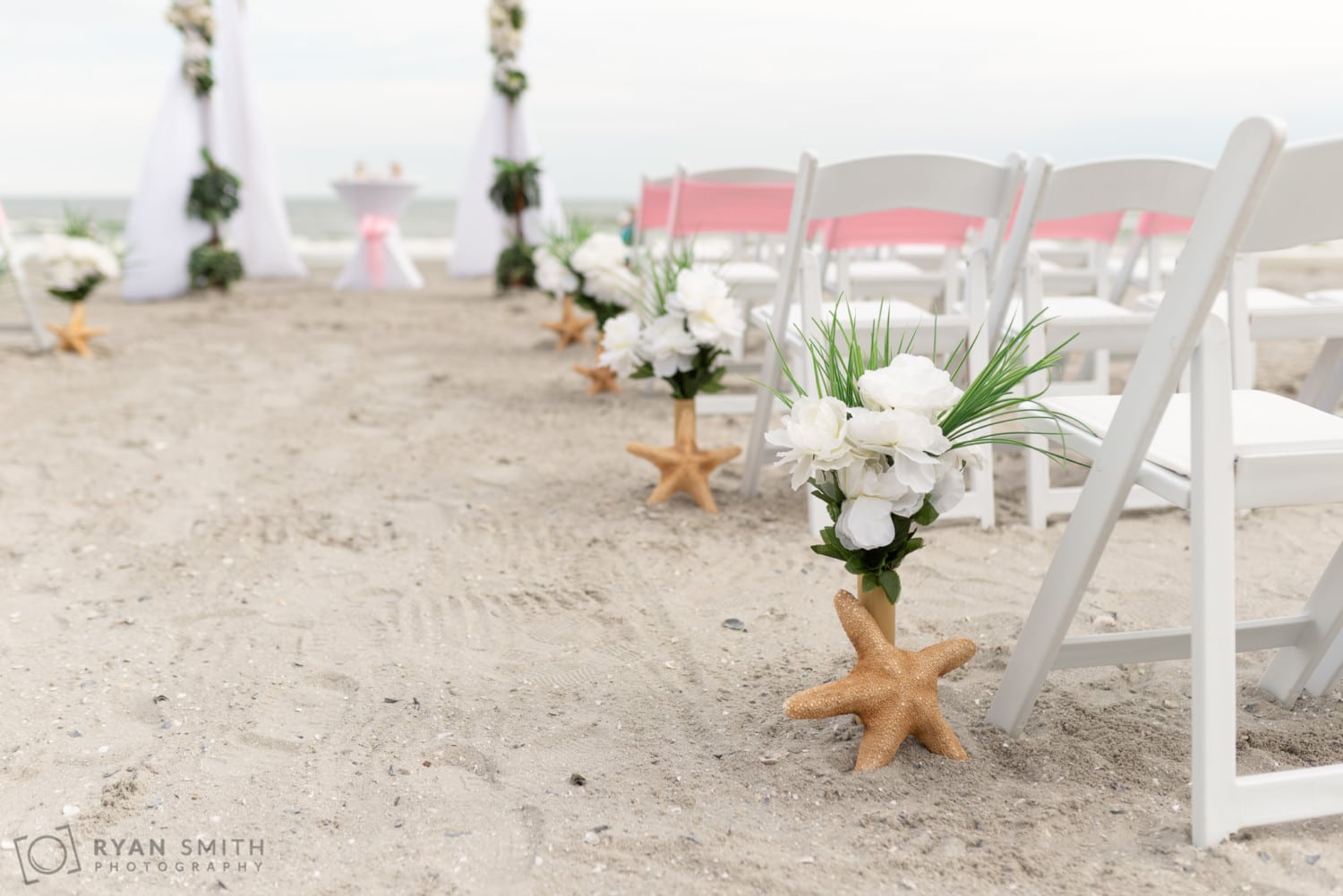 Wedding decorations  in the sand - Avista Resort - North Myrtle Beach