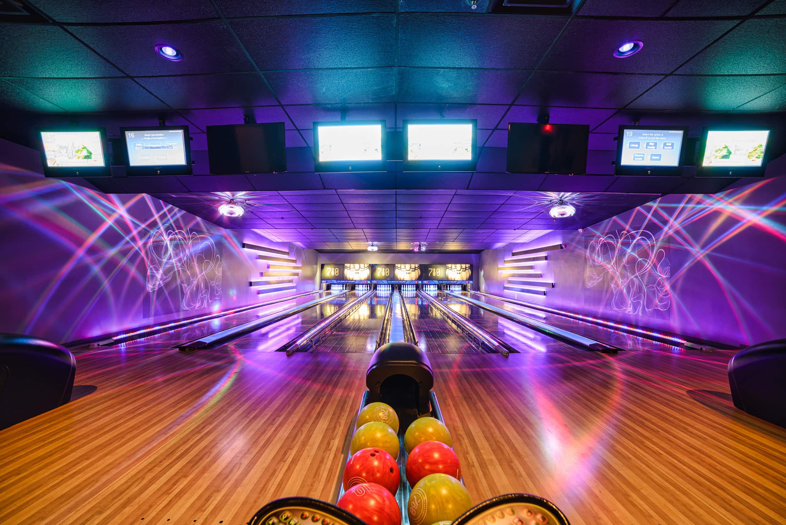 View of the glow bowling lanes - 810 Billiards & Bowling North Myrtle Beach