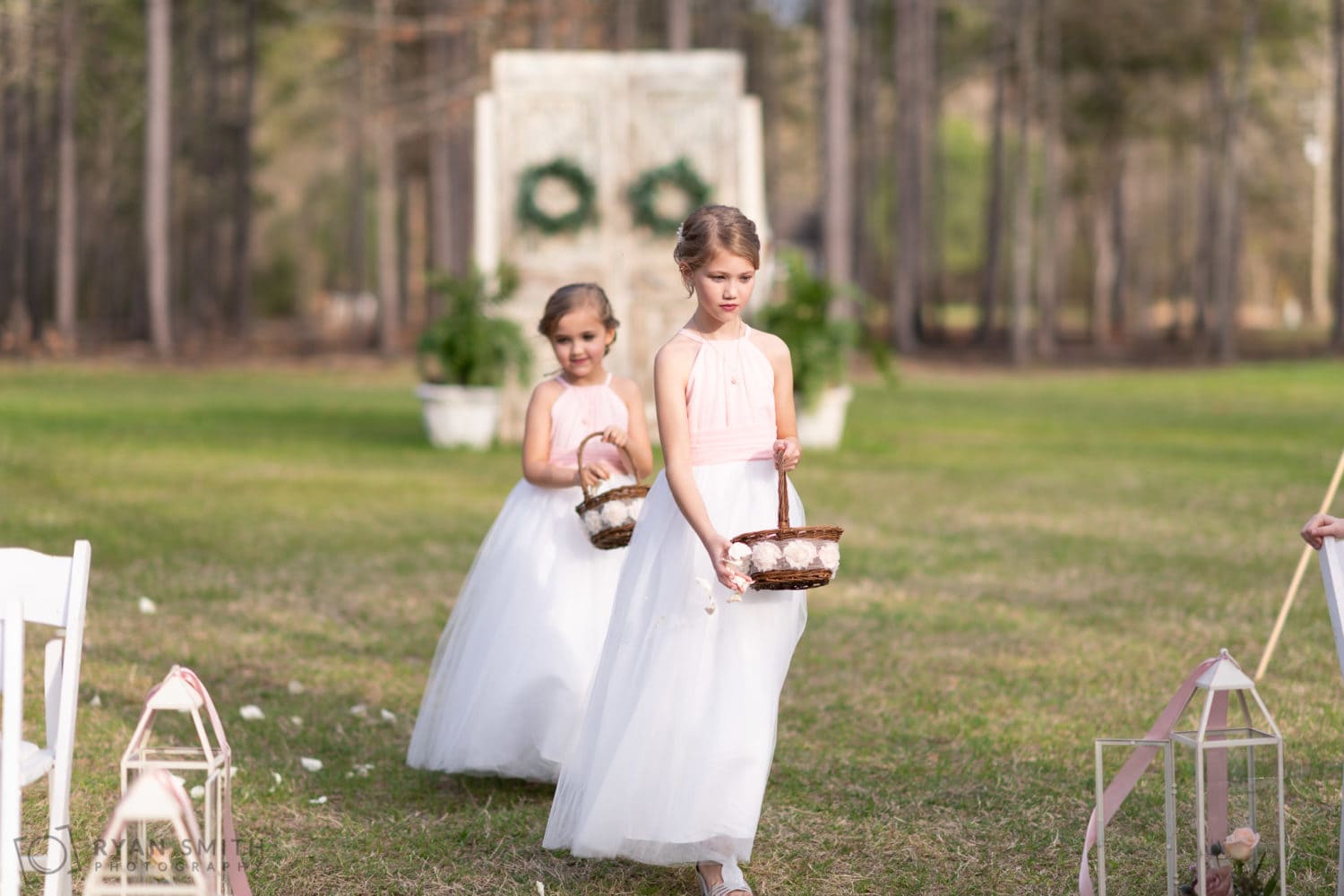 Flower girls throwing the flowers  - Wildhorse at Parker Farms