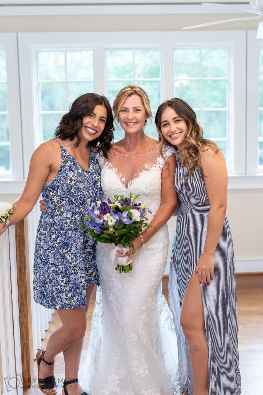 Bride with her daughters before the ceremony - Holiday Cottage - Brookgreen Gardens