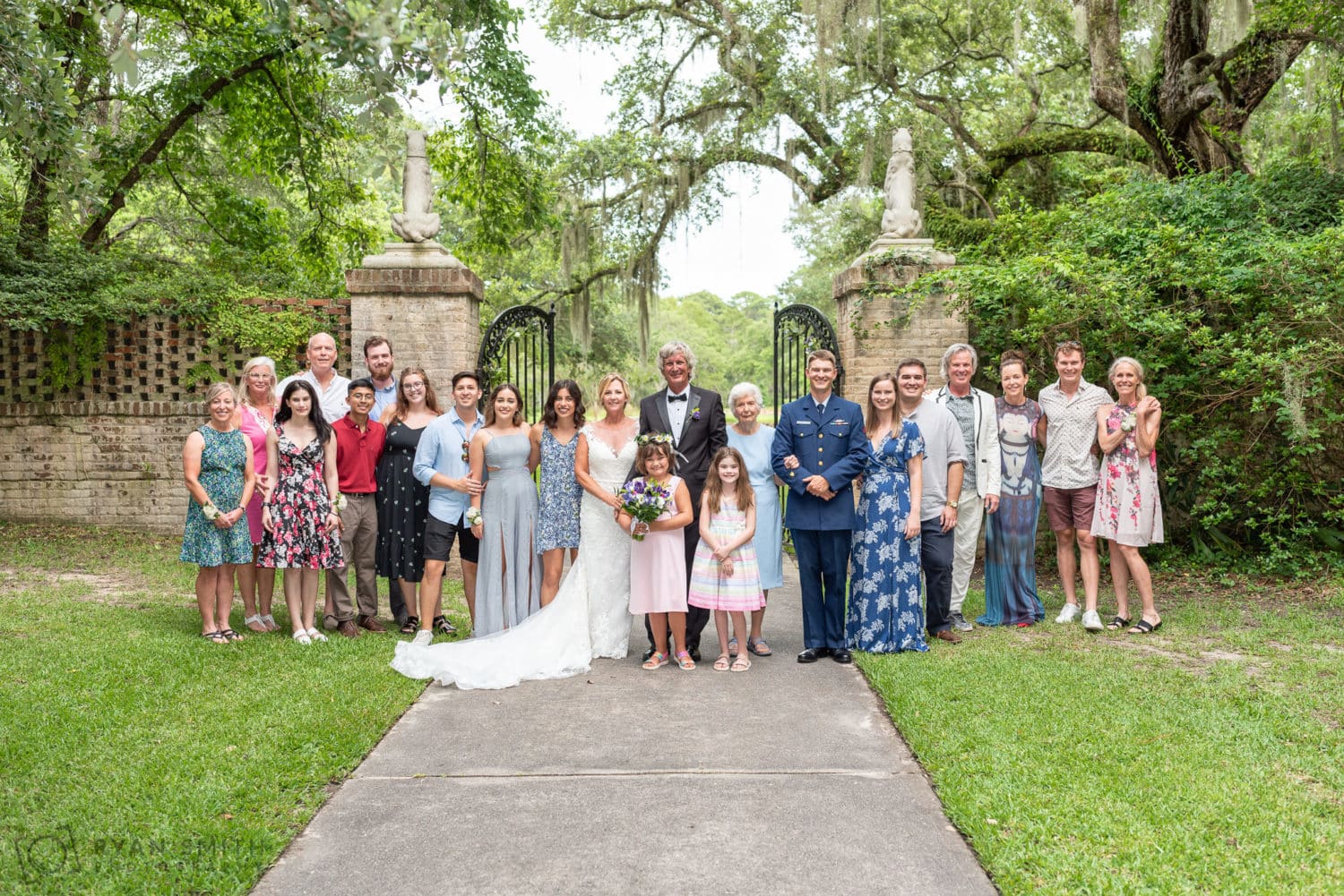 Family portraits in front of the gates - Holiday Cottage - Brookgreen Gardens