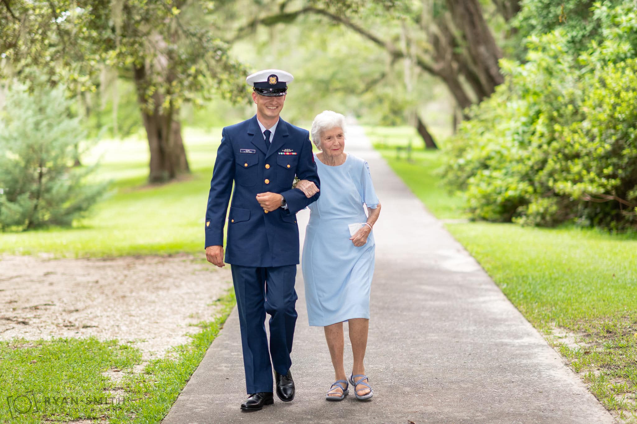 Groom's son walking with grandmother - Holiday Cottage - Brookgreen Gardens