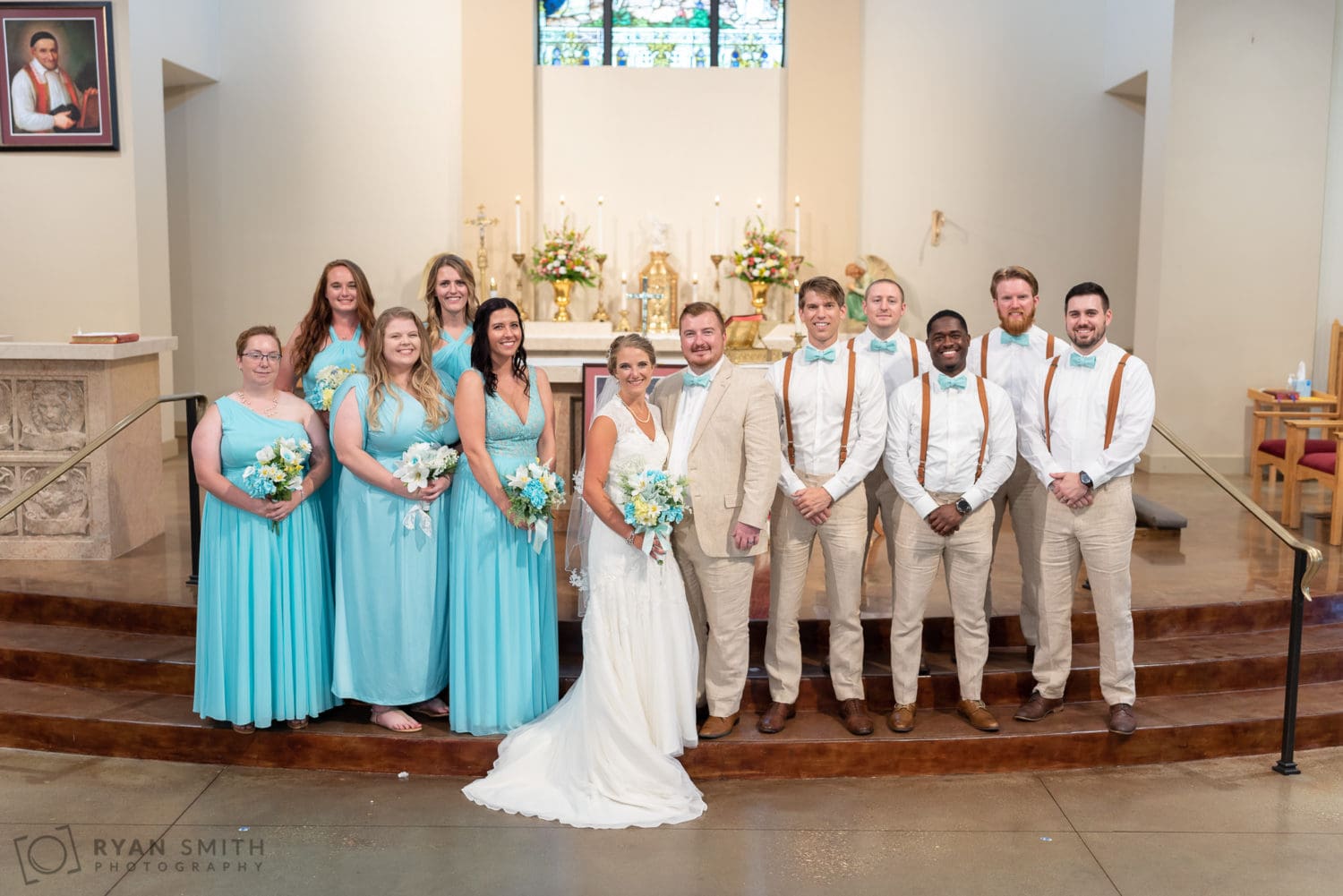 Bridal party after the ceremony - St. Michael's - Garden City, SC