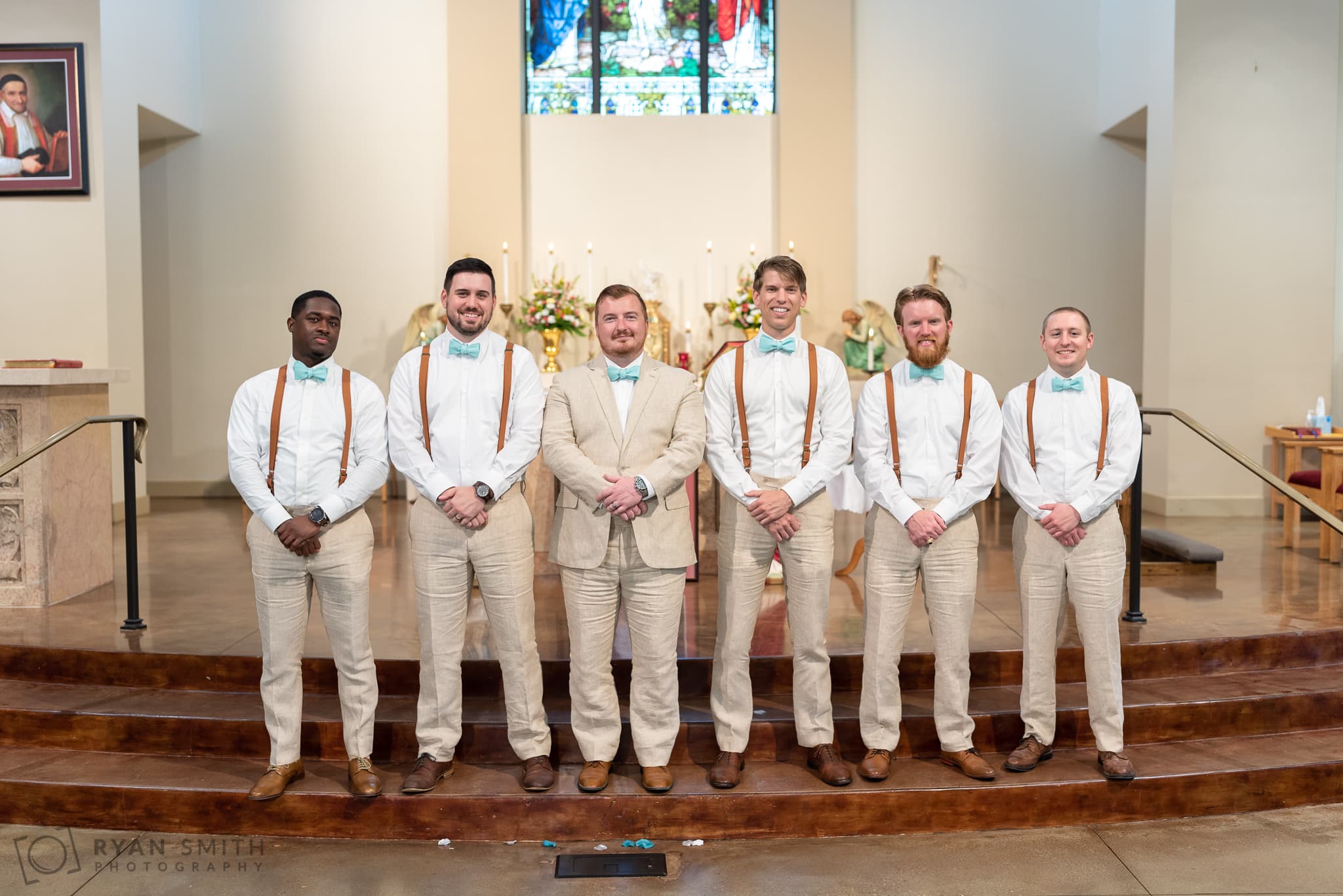 Groomsmen pictures after the ceremony - St. Michael's - Garden City, SC
