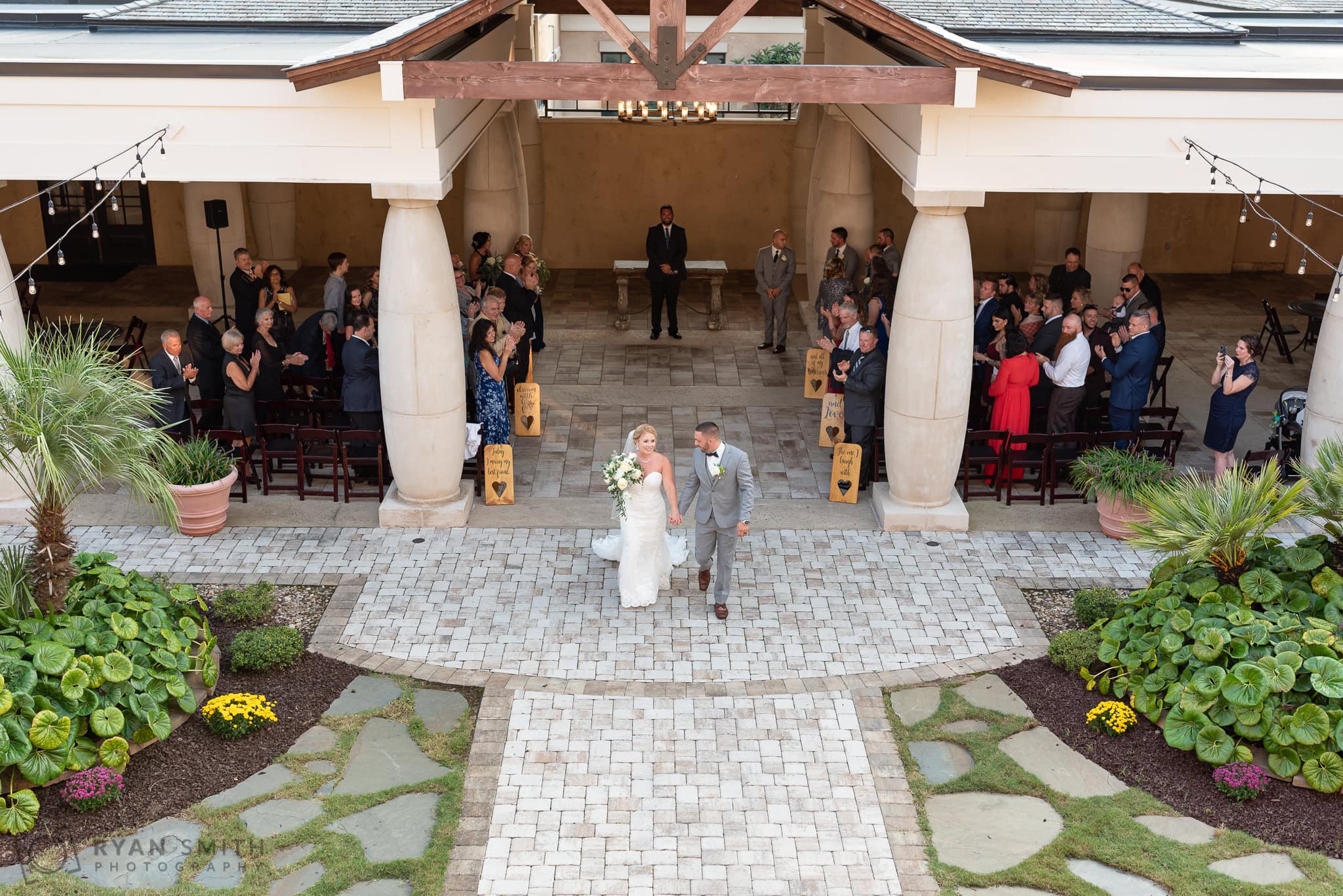 Balcony view of bride and groom after ceremony - 21 Main Events - North Myrtle Beach