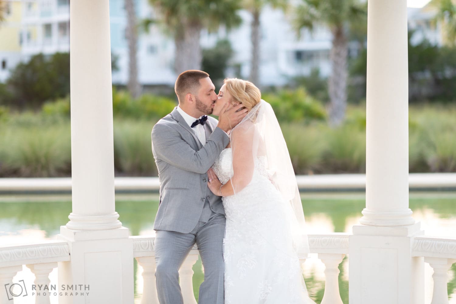 Bride and groom portraits in the gazebo   - 21 Main Events - North Myrtle Beach