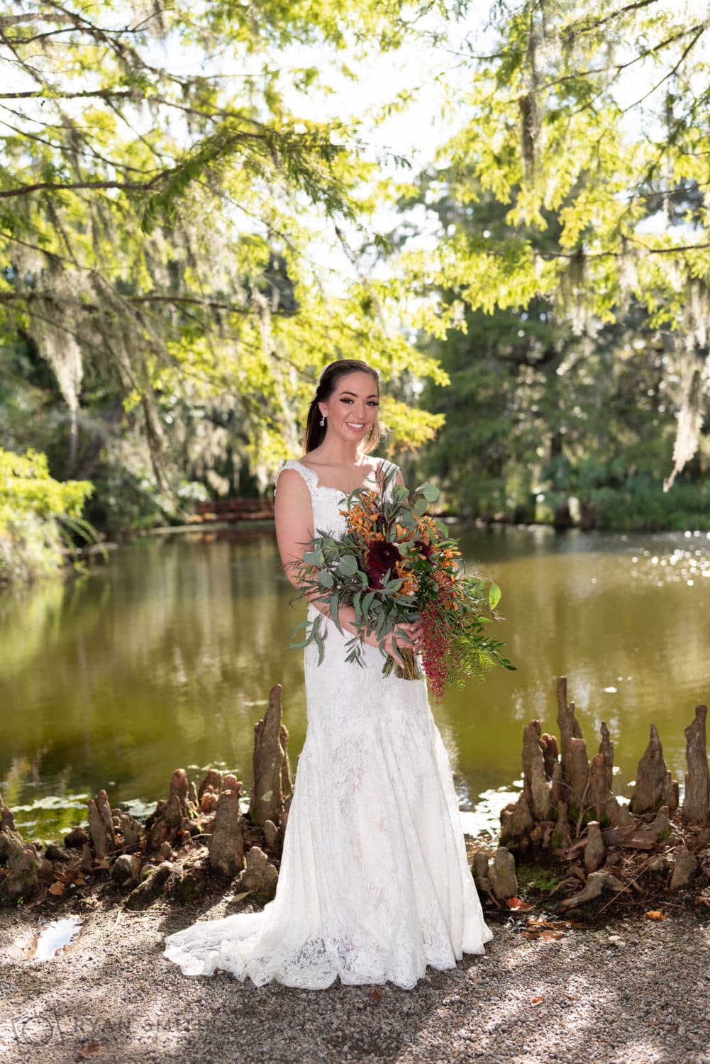 Bride by the lake - Magnolia Plantation - Charleston, SC