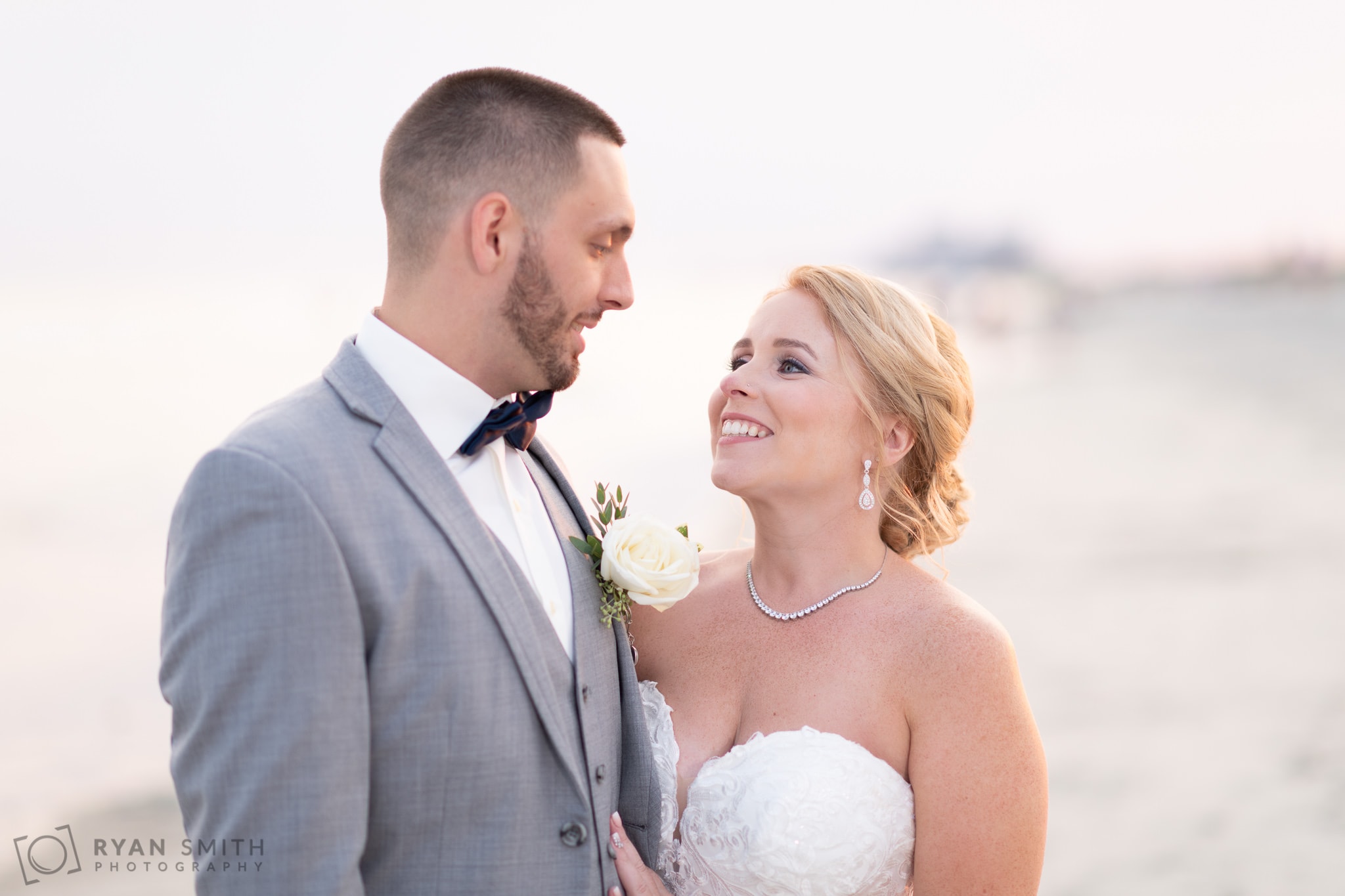 Bride smiling up at groom - 21 Main Events - North Myrtle Beach