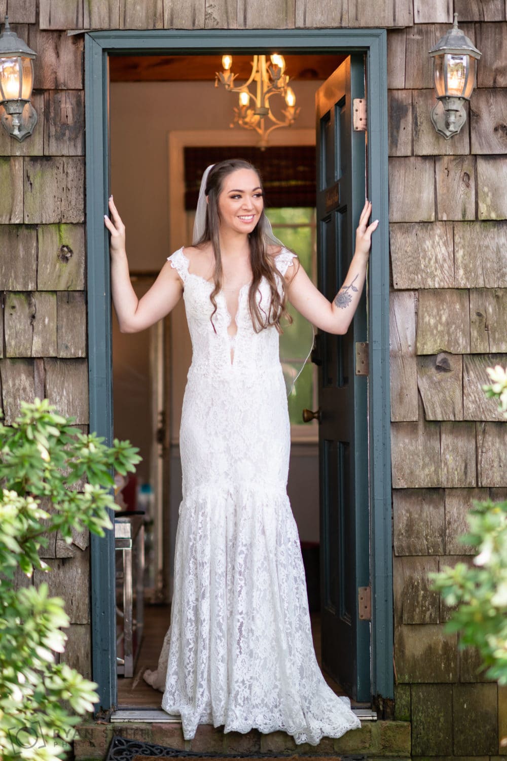 Bride standing in doorway - Magnolia Plantation - Charleston, SC