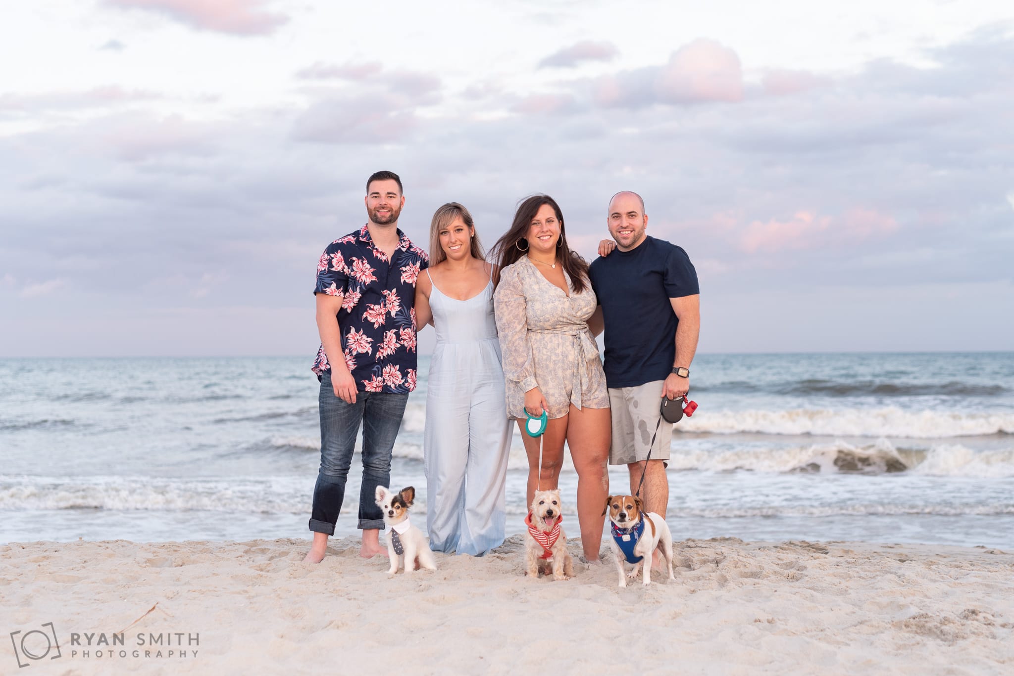 Couples portraits with their dogs - Huntington Beach State Park