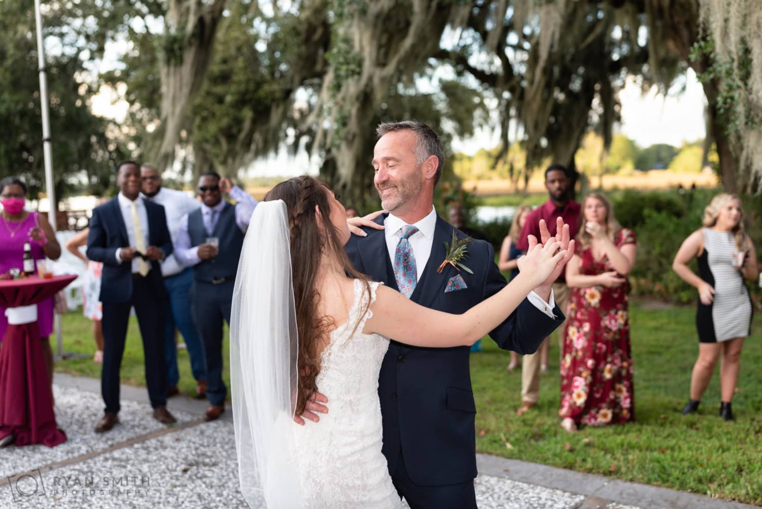Emotional dance with bride and father - Magnolia Plantation - Charleston, SC
