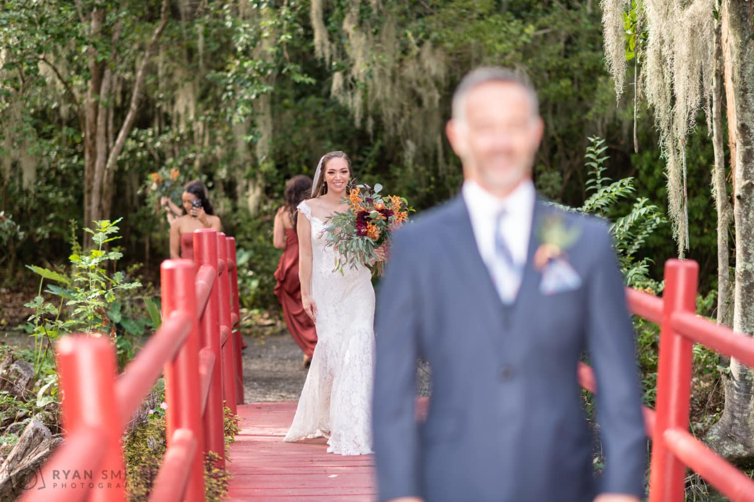 First look with bride and father - Magnolia Plantation - Charleston, SC