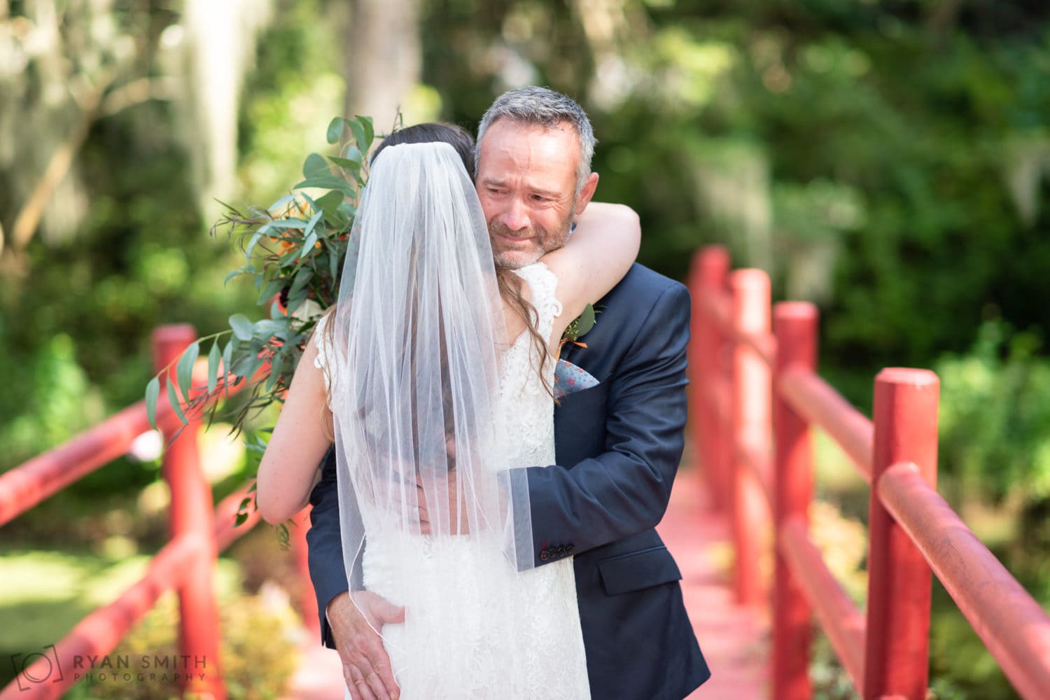 First look with bride and father - Magnolia Plantation - Charleston, SC