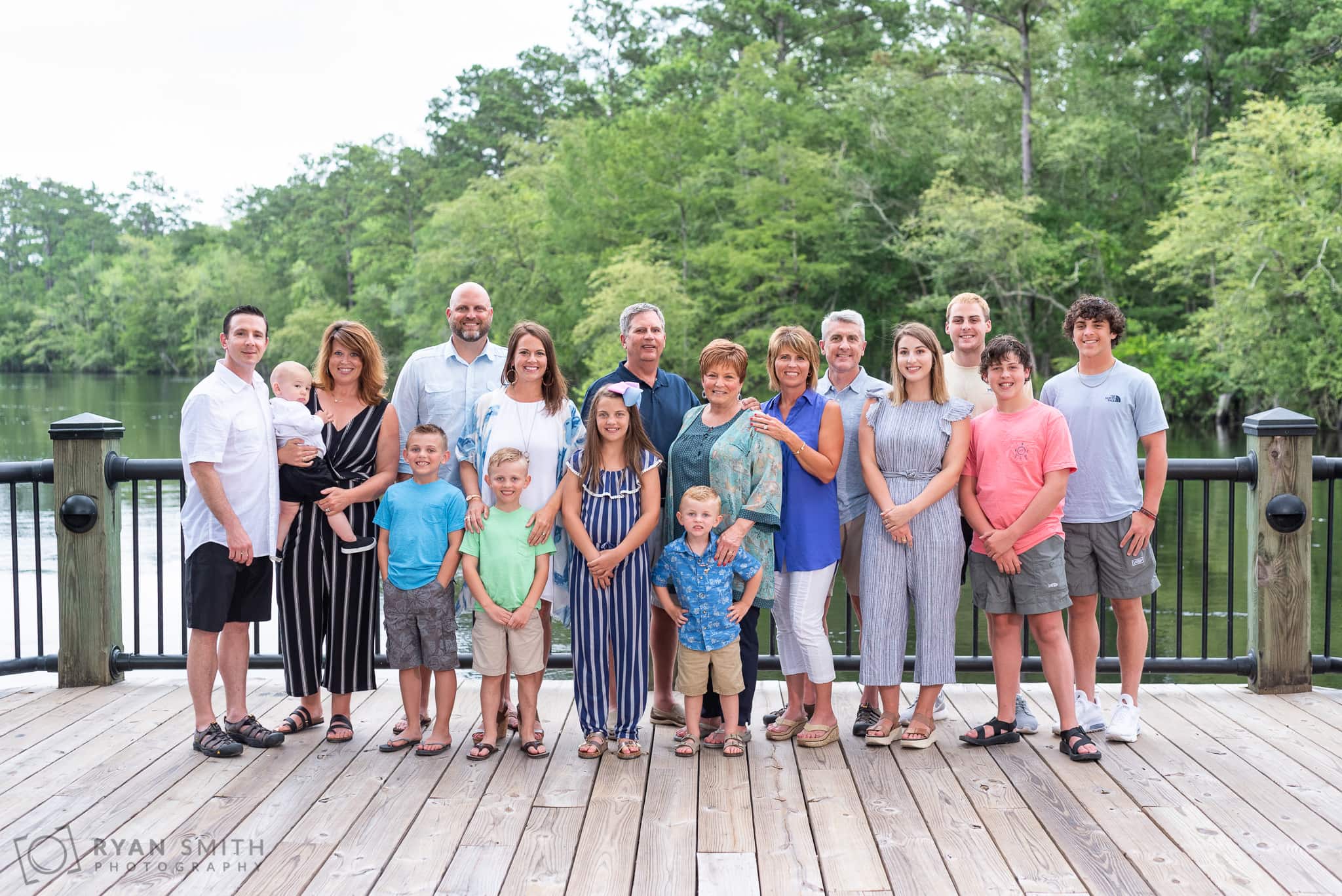 Large family group on the boardwalk - Conway Riverwalk