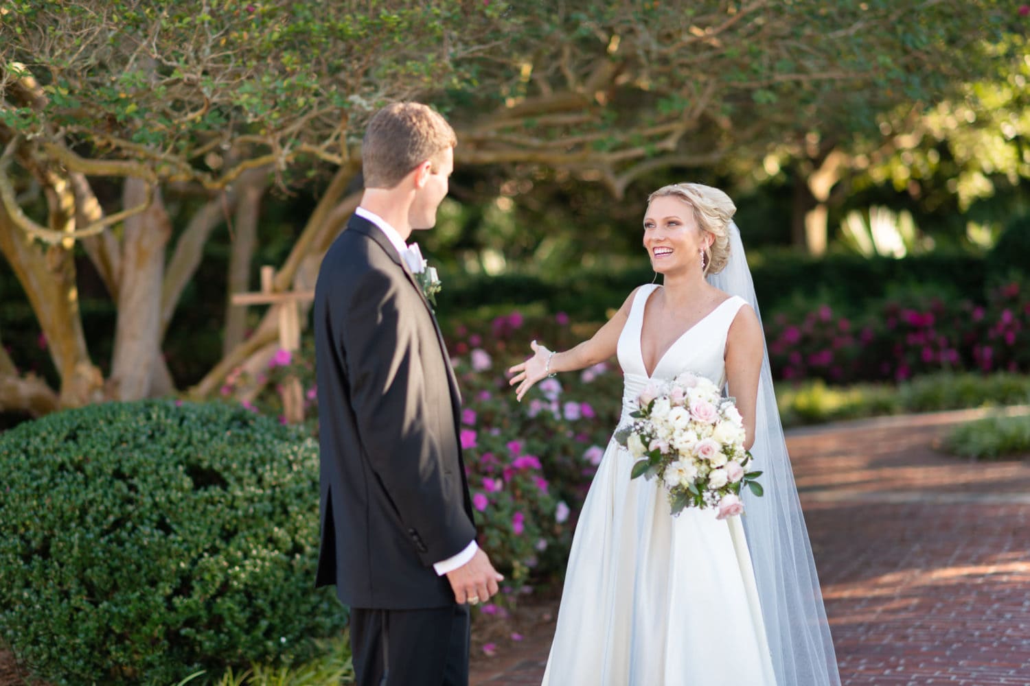First look with bride and groom - Pine Lakes Country Club