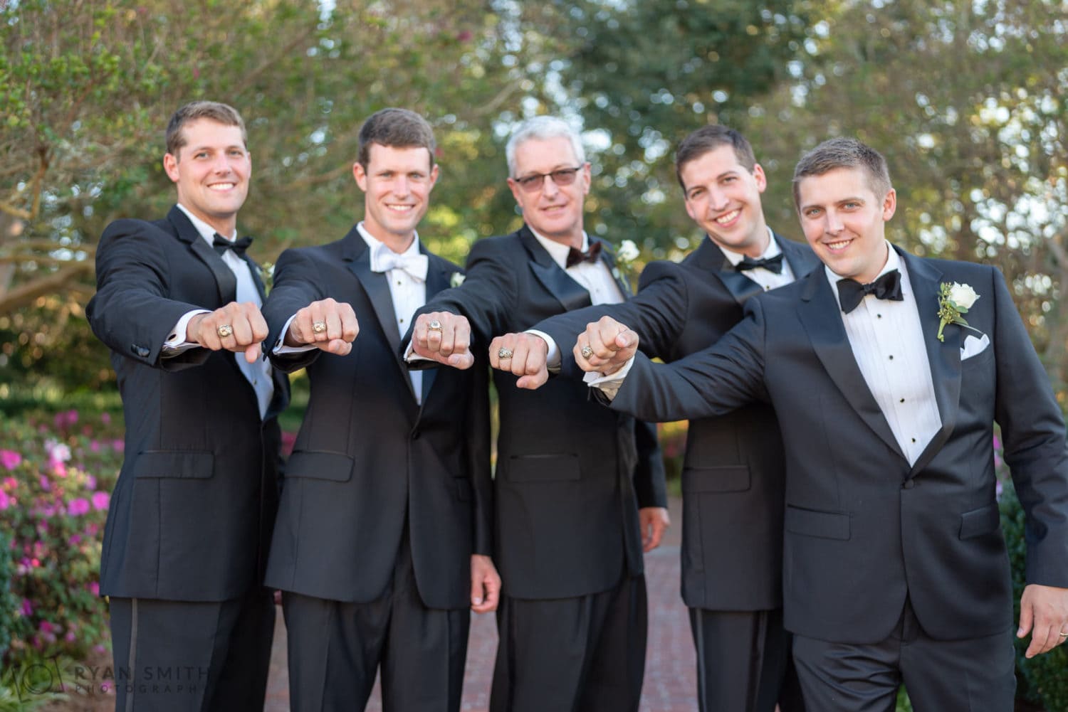 Groomsmen showing off the rings - Pine Lakes Country Club