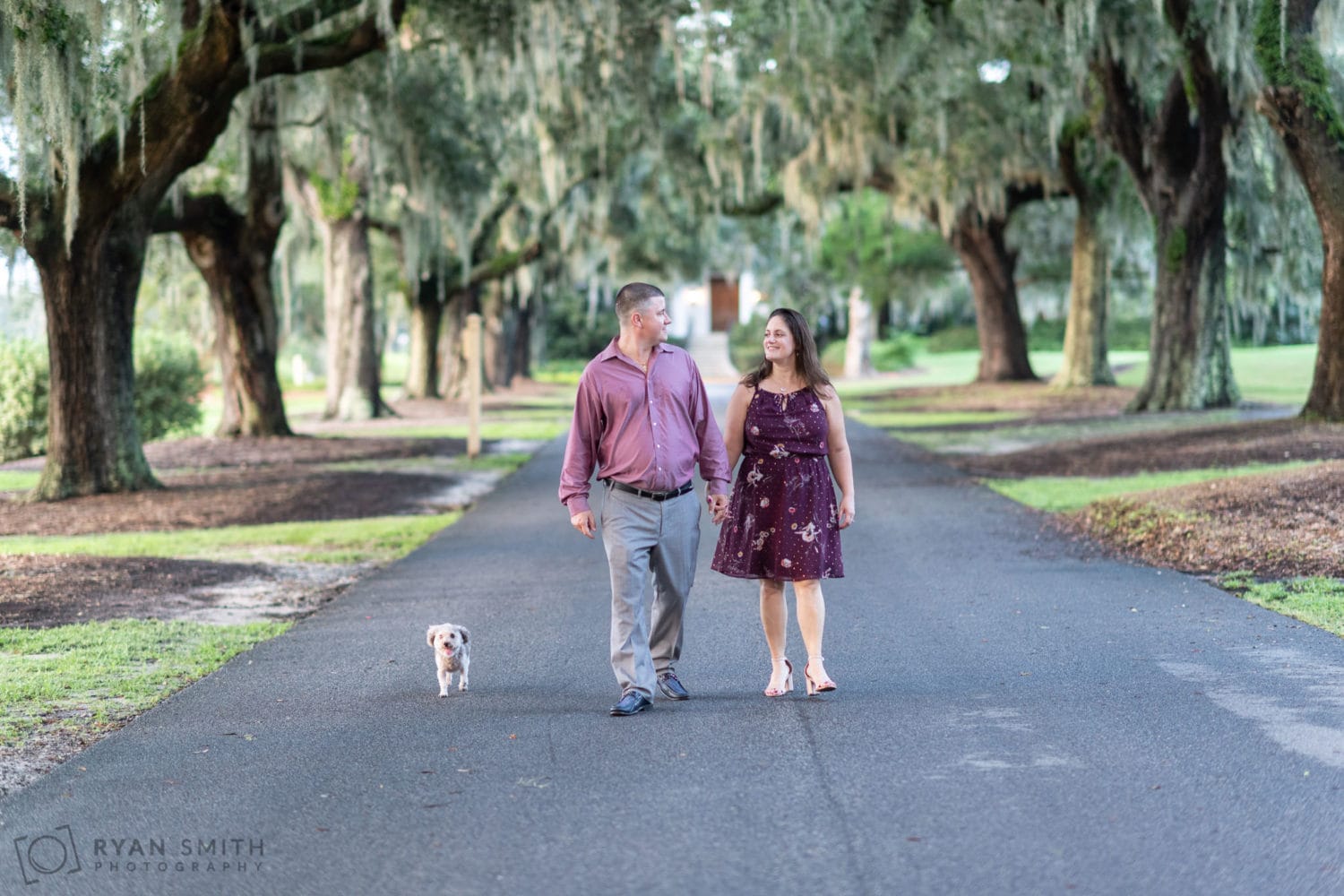 Engagement pictures at Caledonia with a little dog - Caledonia Golf & Fish Club