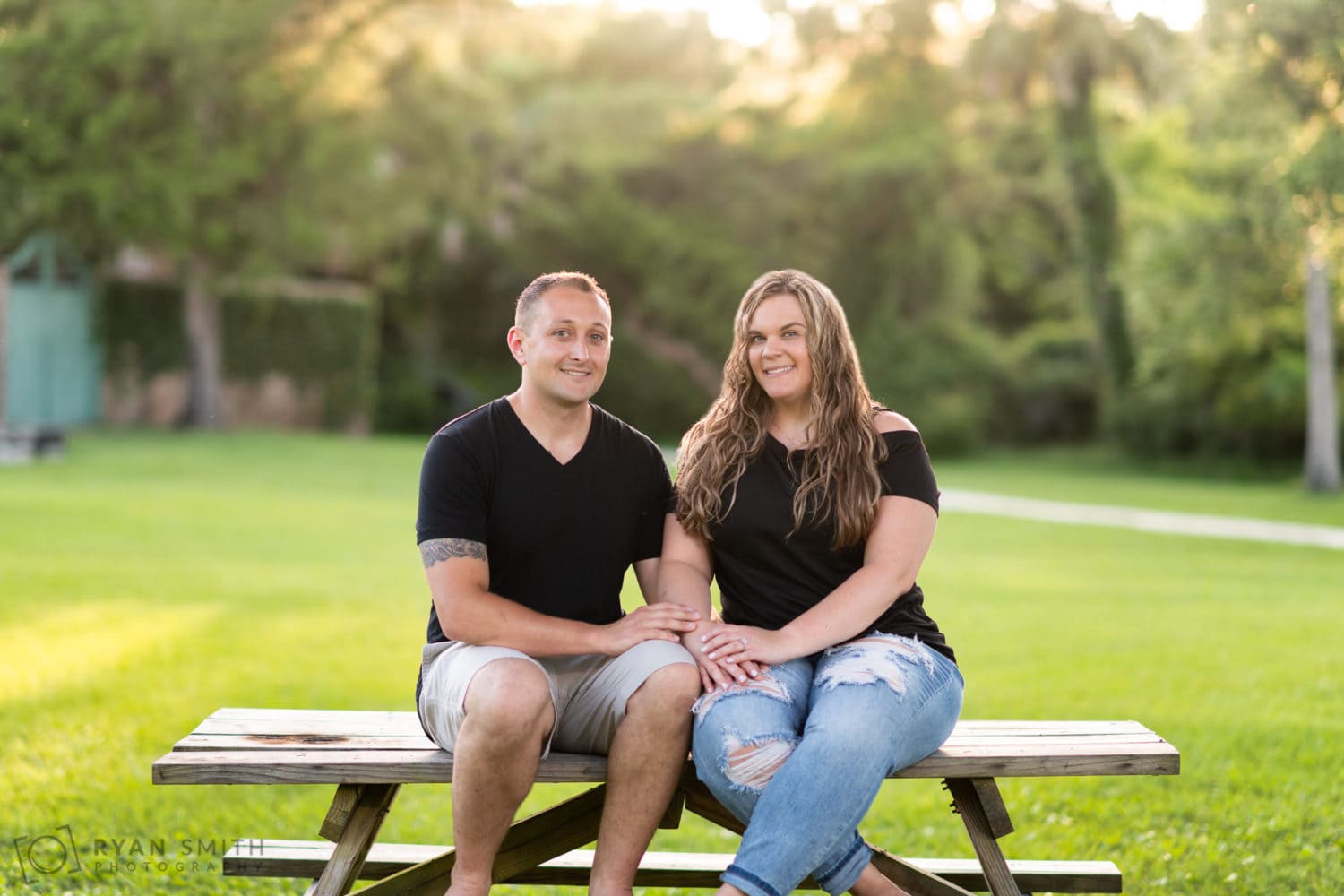 Engagement pictures near the Atalaya Castle - Huntington Beach State Park