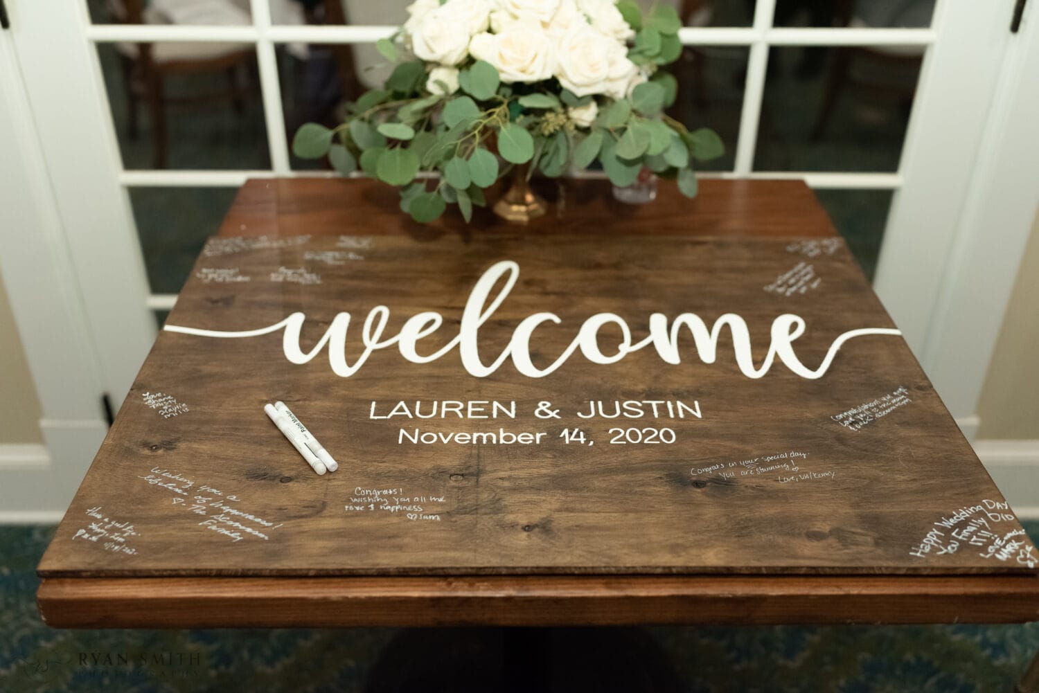 Sign the welcome sign as a guestbook - Kimbel's - Wachesaw Plantation