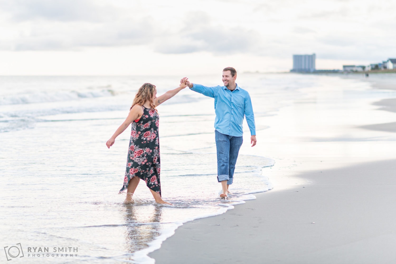 Surprise proposal on a pretty evening by the ocean - Myrtle Beach State Park