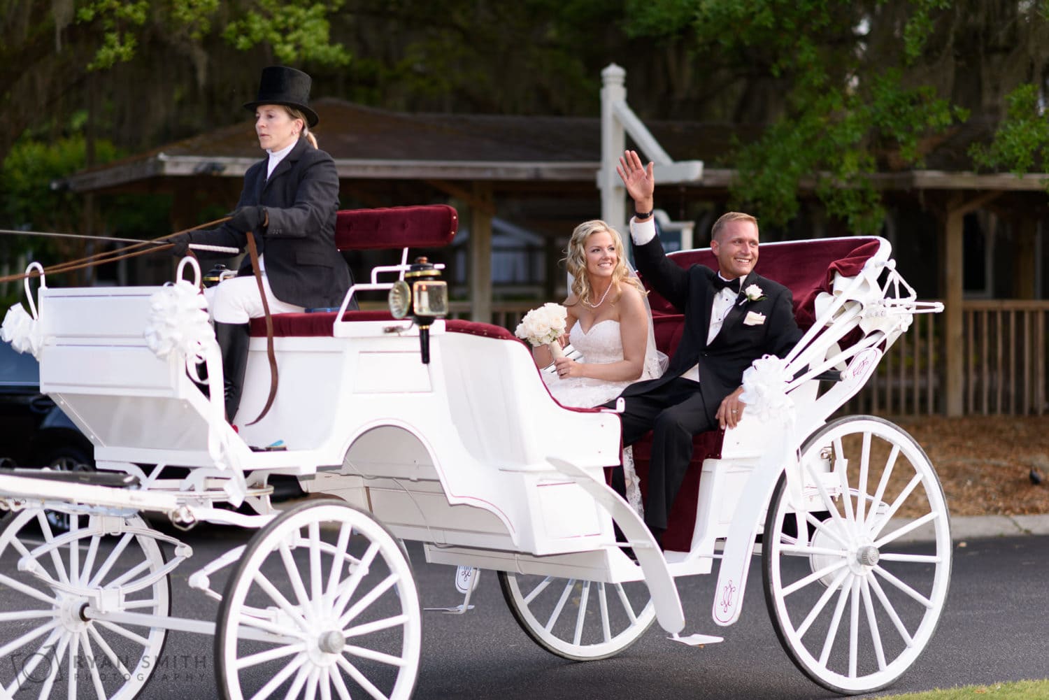 Leaving ceremony on carriage - Wachesaw Plantation
