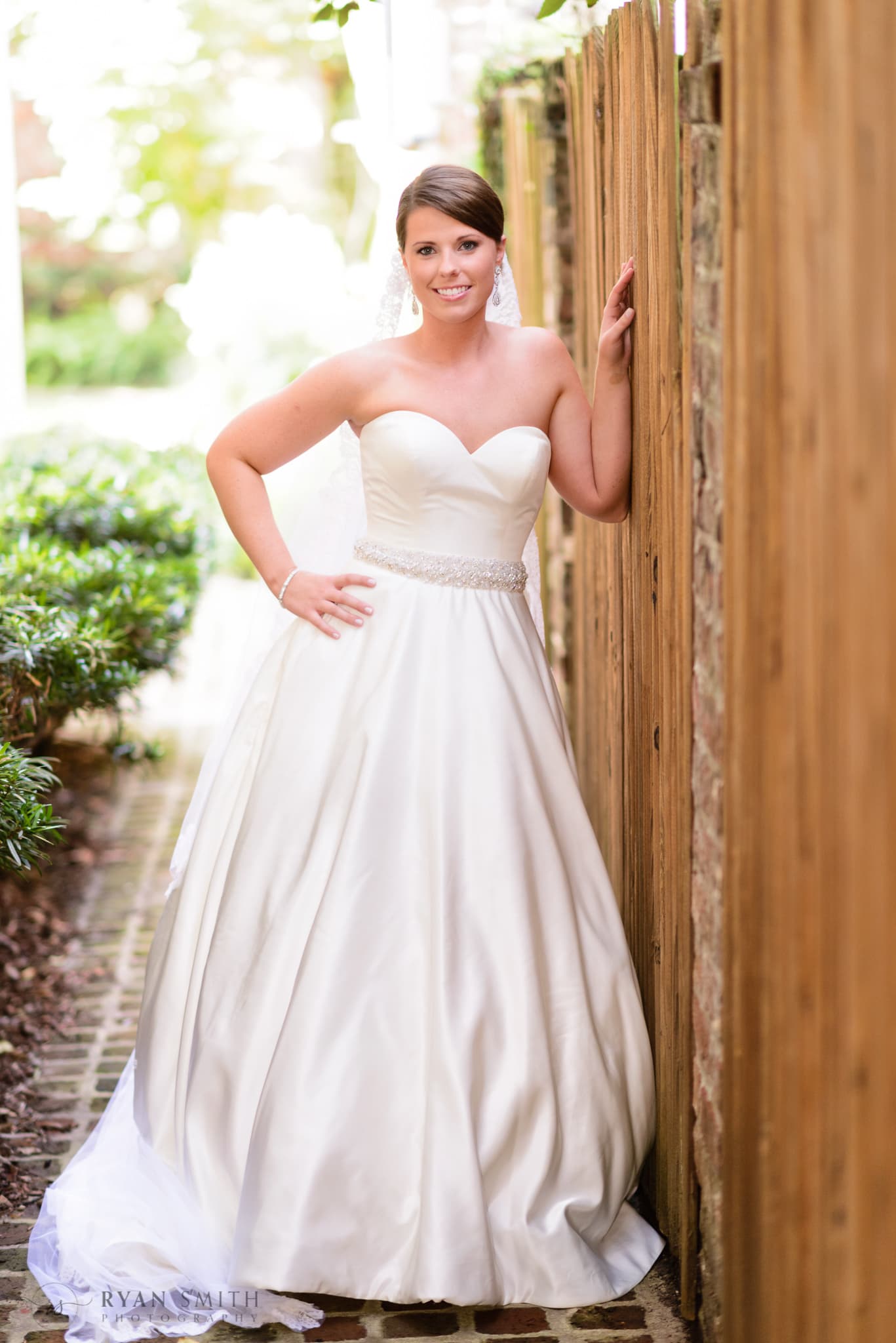 Bride posing before the ceremony - Downtown Charleston, SC