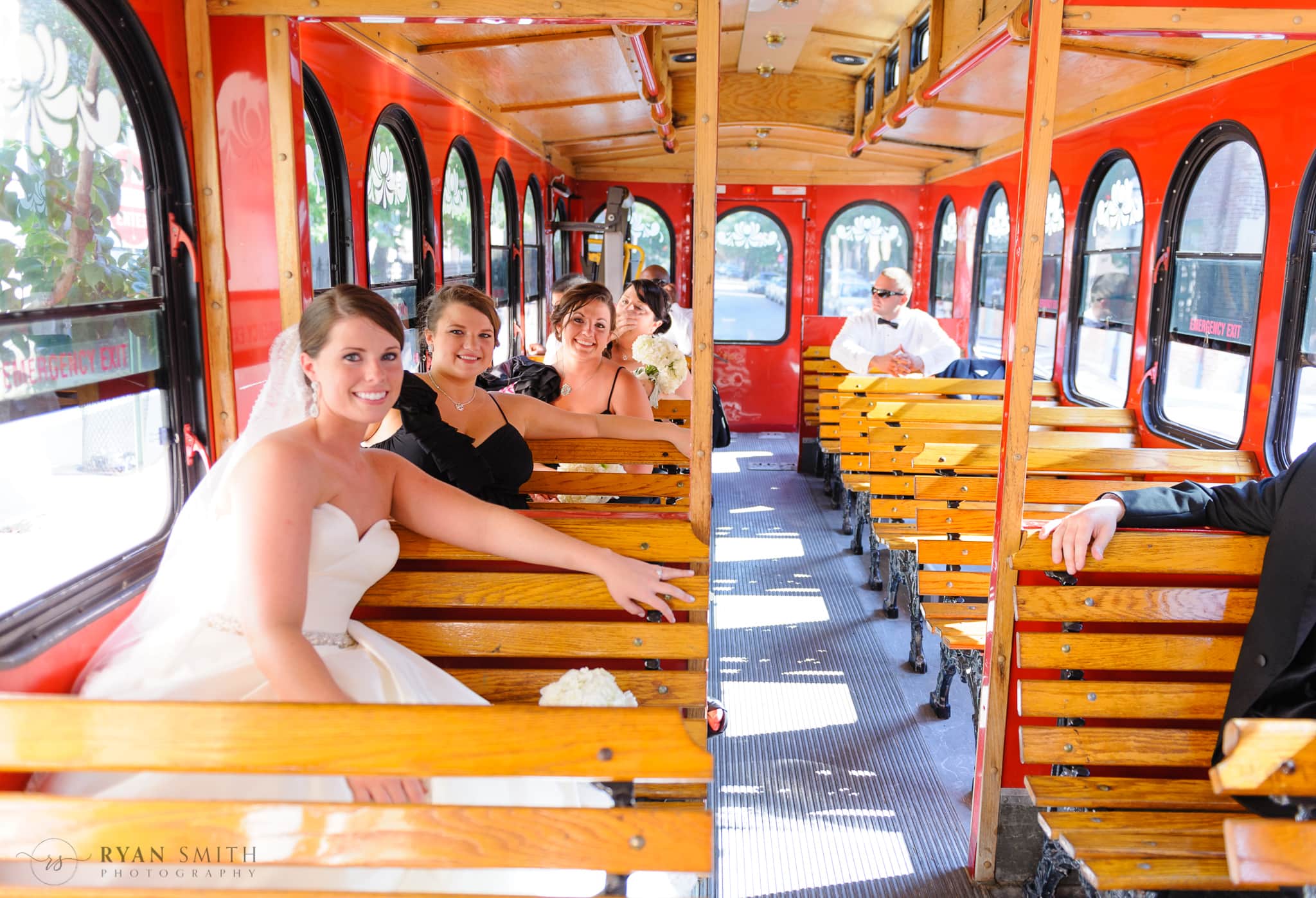 Trolly bus leaving for the reception - Charleston, SC