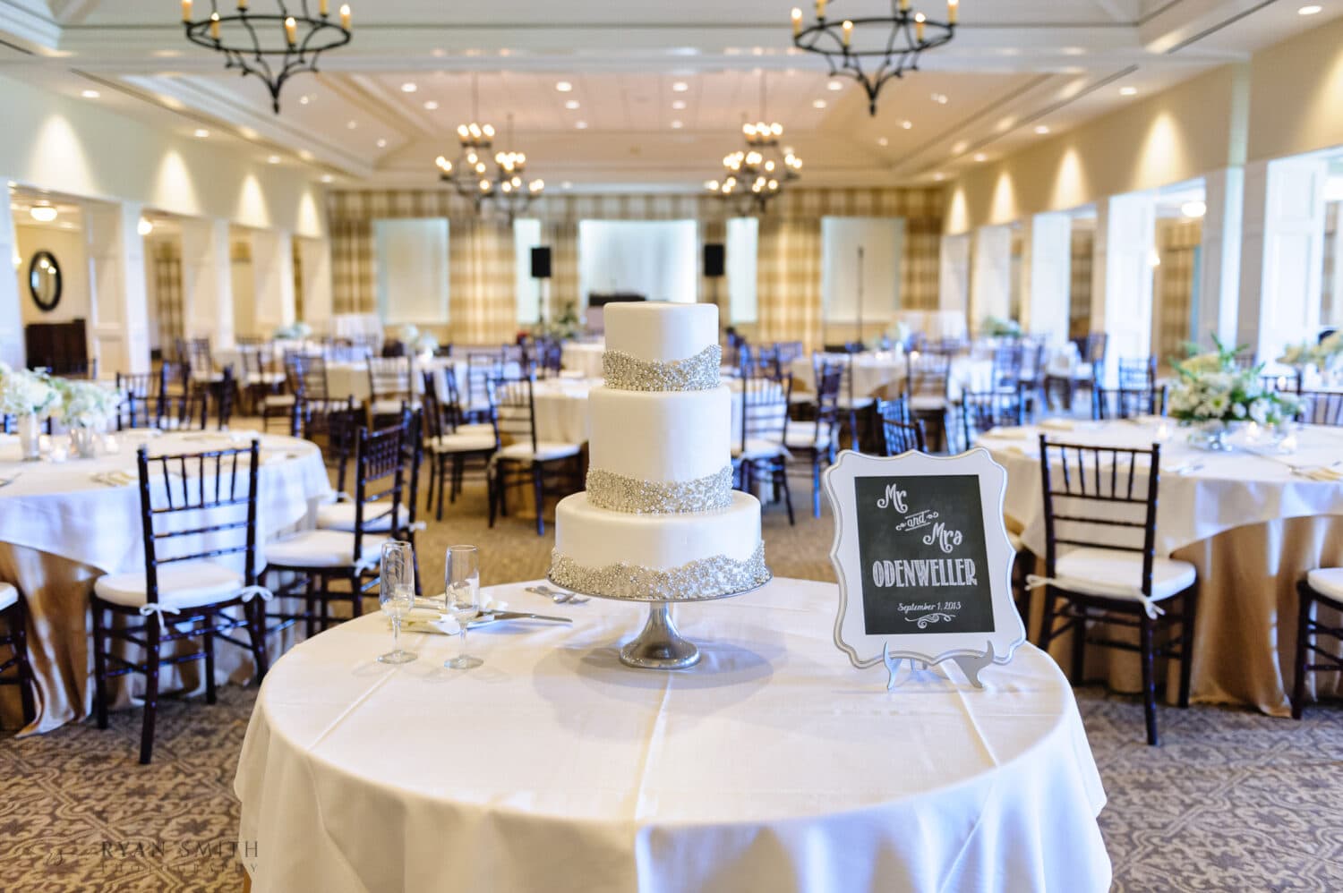 Wedding cake with table details - Daniel Island Club - Charleston, SC