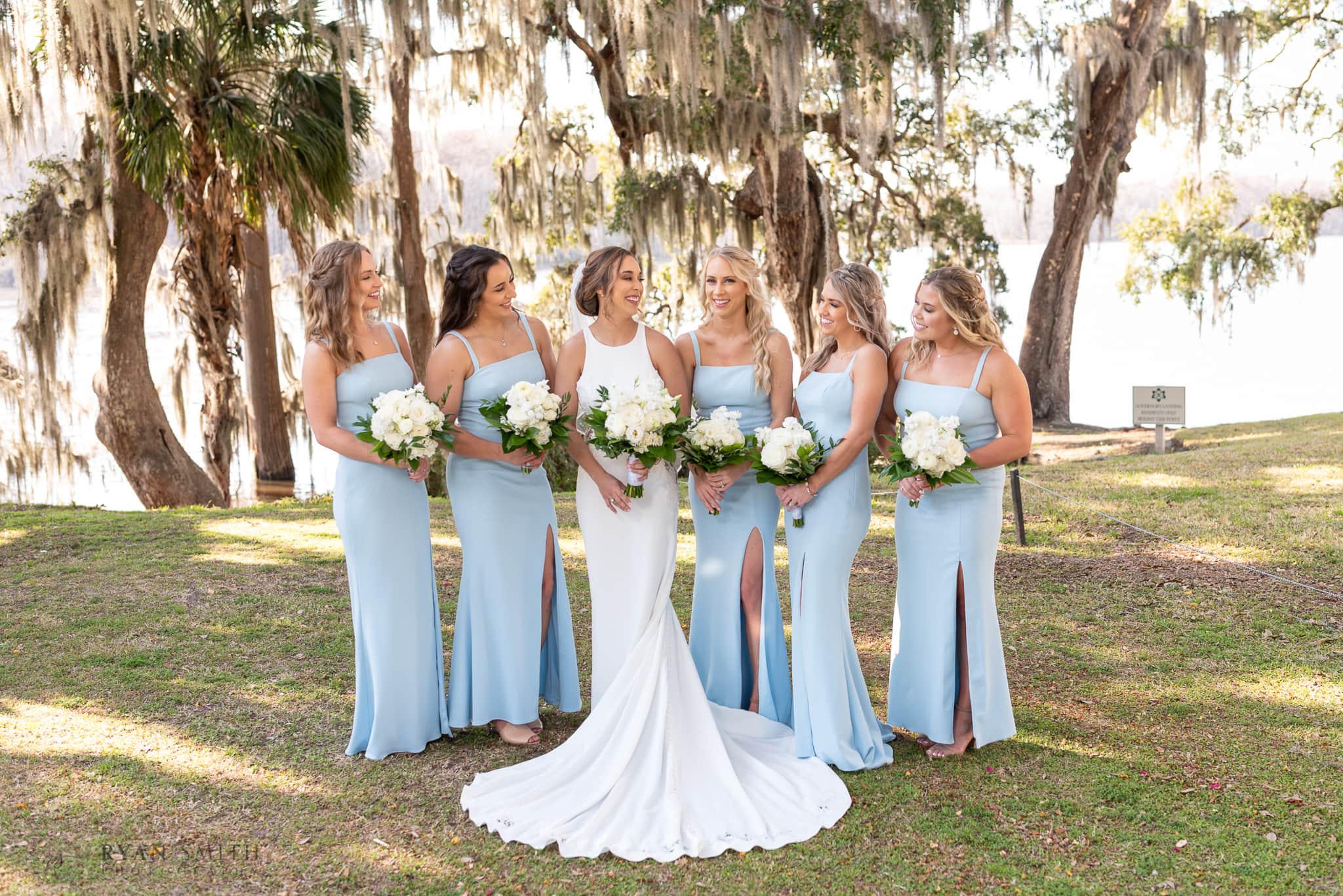 Pictures with the bride and bridesmaids before the ceremony - Kimbels at Wachesaw Plantation