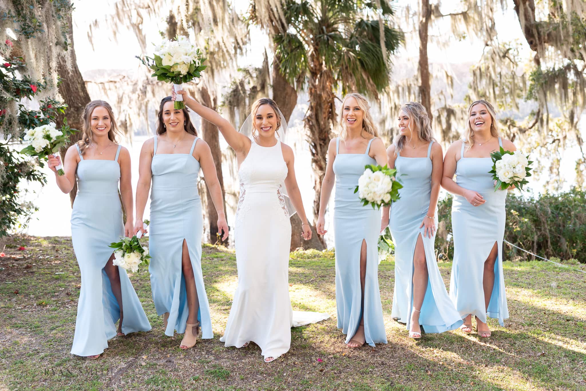 Pictures with the bride and bridesmaids before the ceremony - Kimbels at Wachesaw Plantation