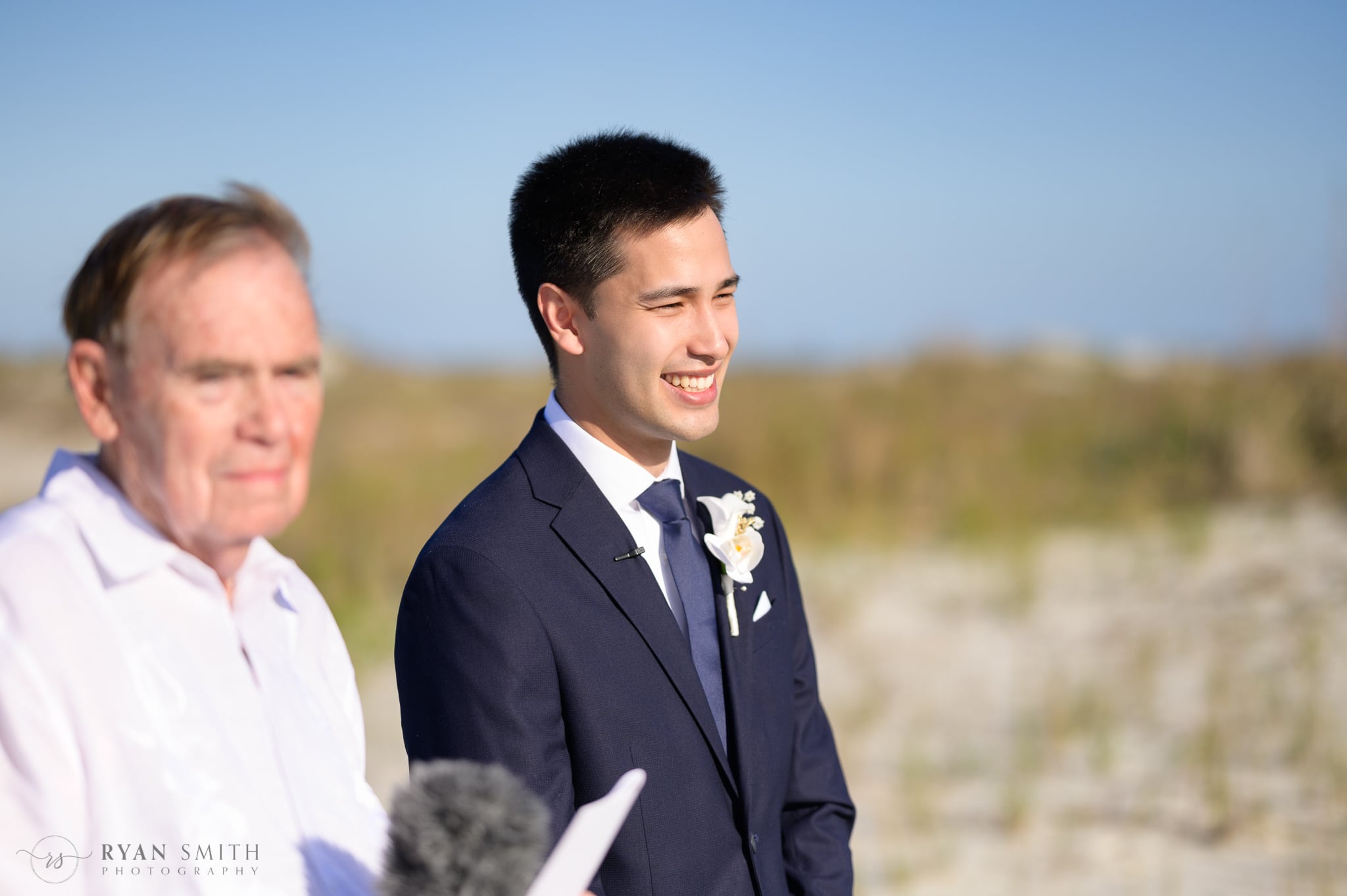 First look with the groom - Cherry Grove Point - North Myrtle Beach