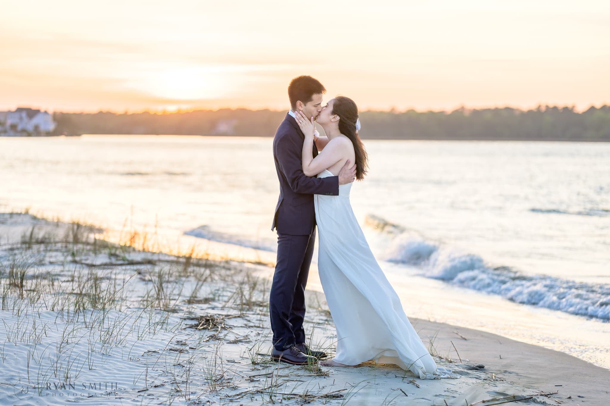 Kiss by the water at sunset - Cherry Grove Point - North Myrtle Beach