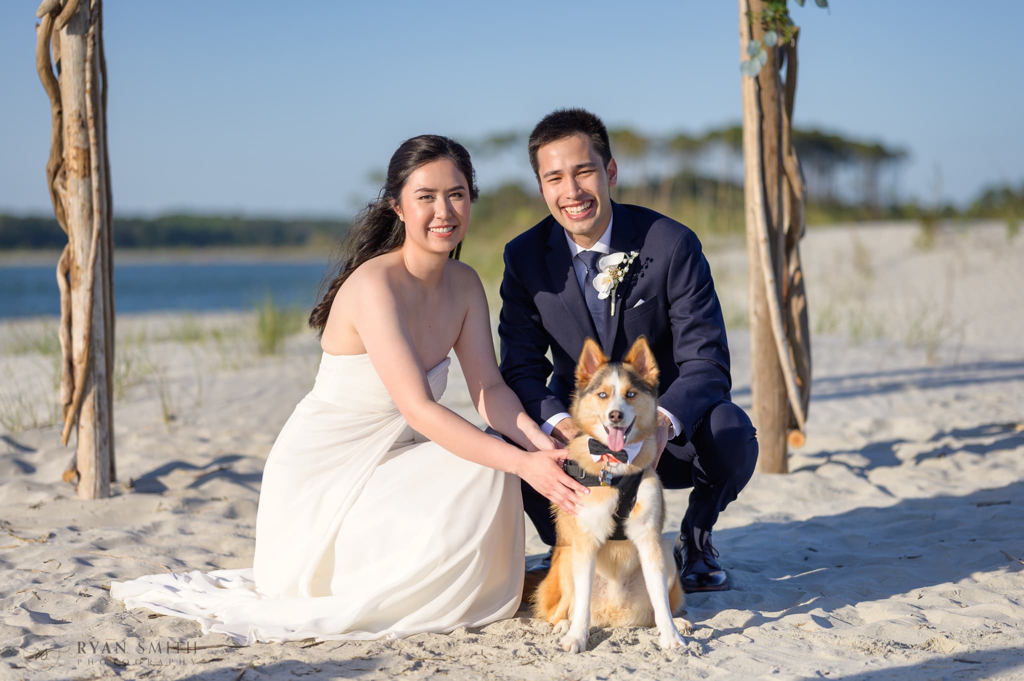 Picture with dog after wedding - Cherry Grove Point - North Myrtle Beach