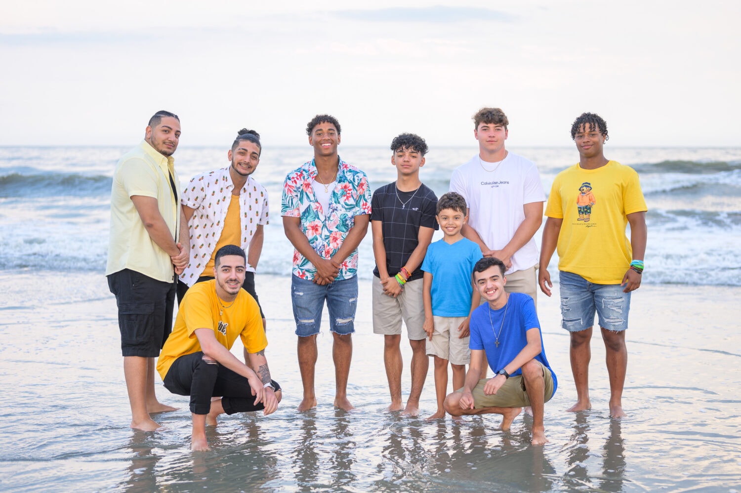 All the boys in front of the ocean - North Myrtle Beach
