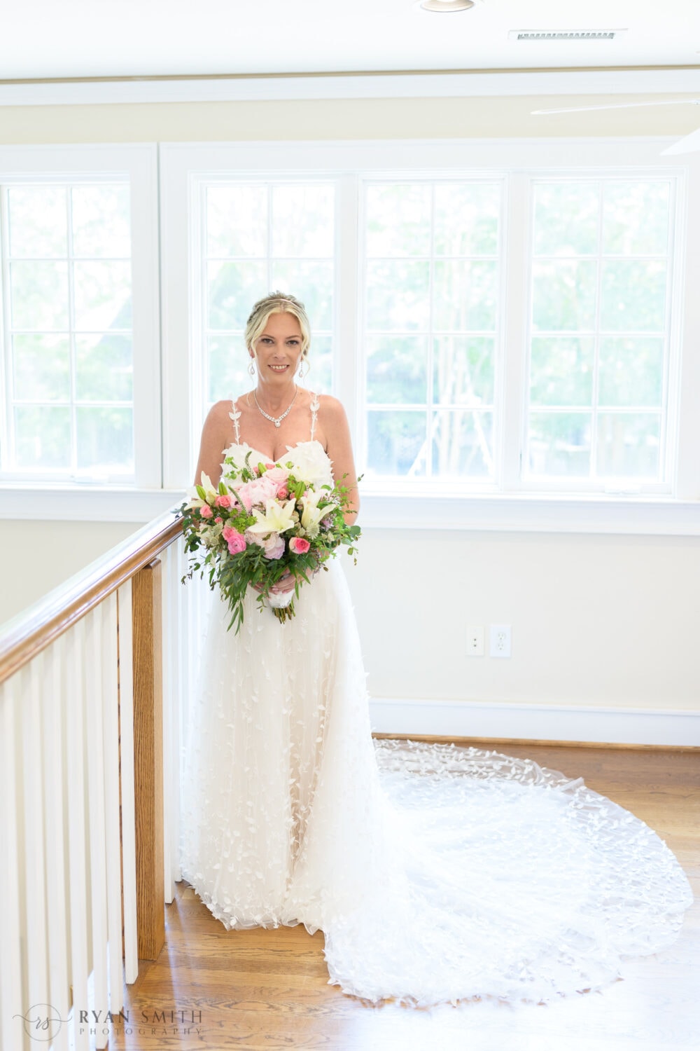 Bride standing in the window light  - Brookgreen Gardens